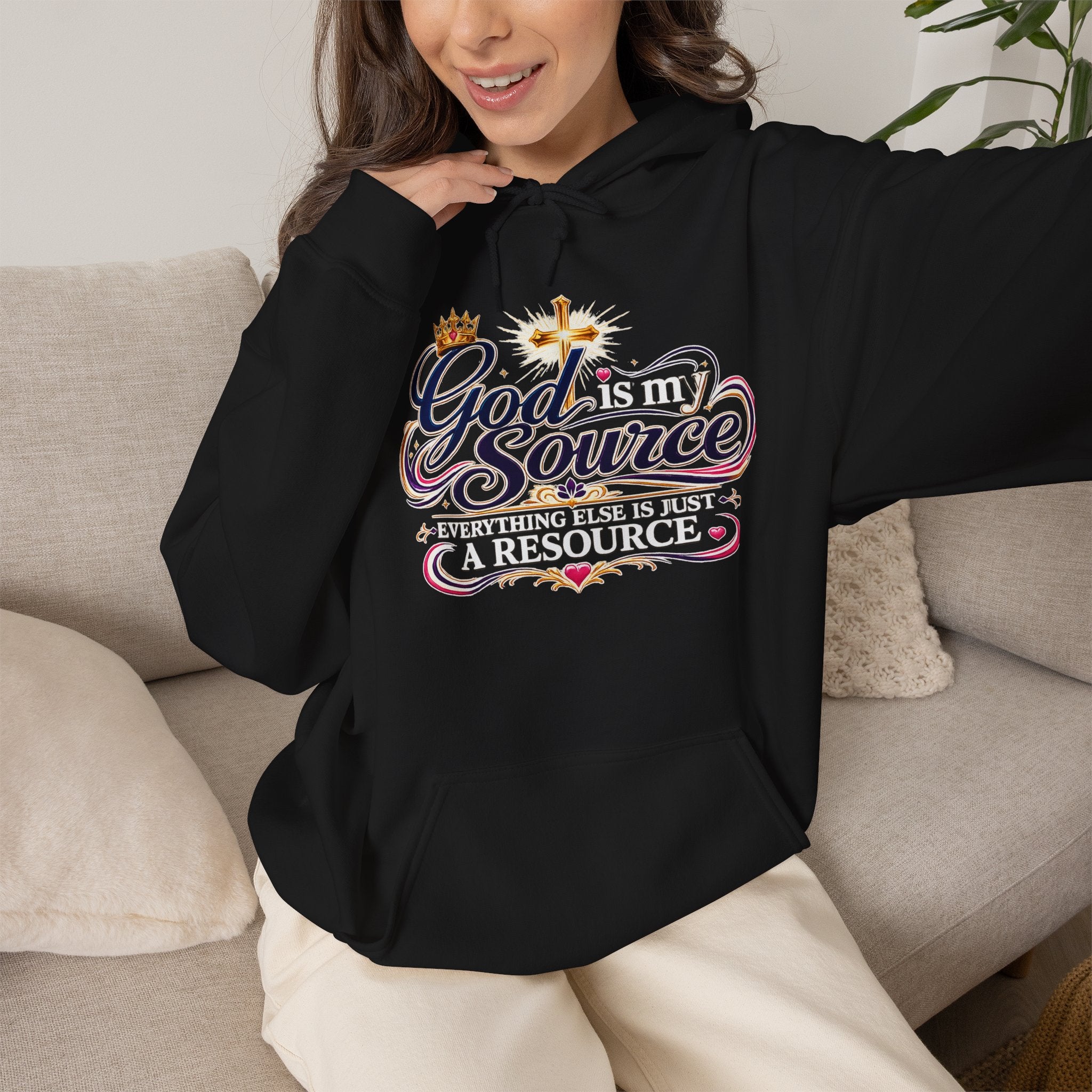God Is My Source scripture design Hoodie | Christian faith typography