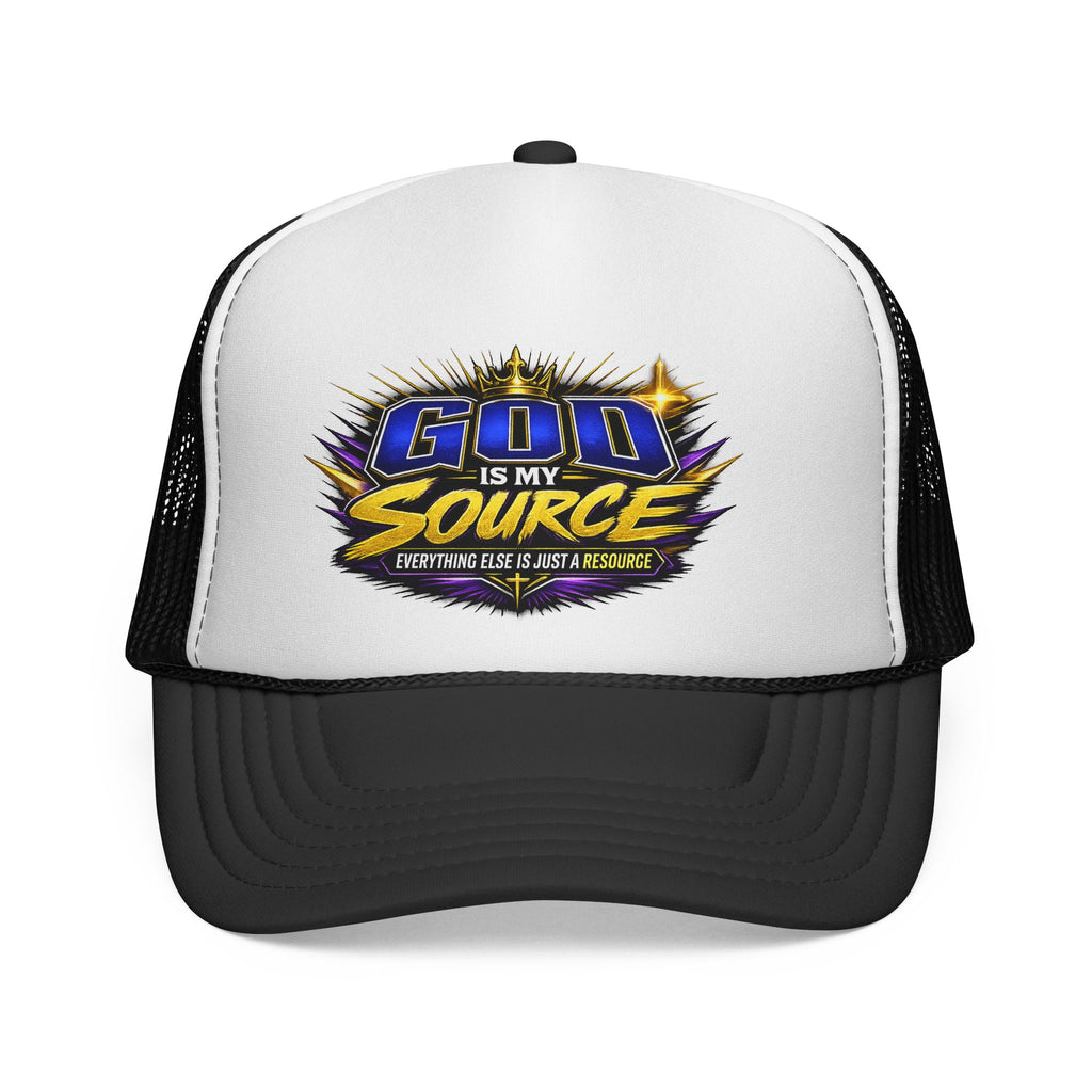 God Is My Source Christian Trucker Hat | Adjustable Mesh Snapback Cap for Men & Women