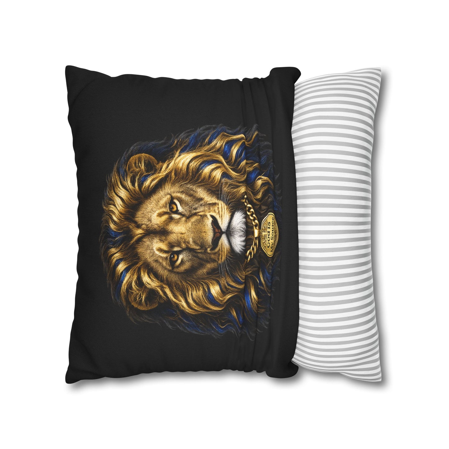 God Is My Source Lion Pillow Cover | Christian Decorative Throw Pillow Cover | Faith-Inspired Home Décor | Double-Sided Print