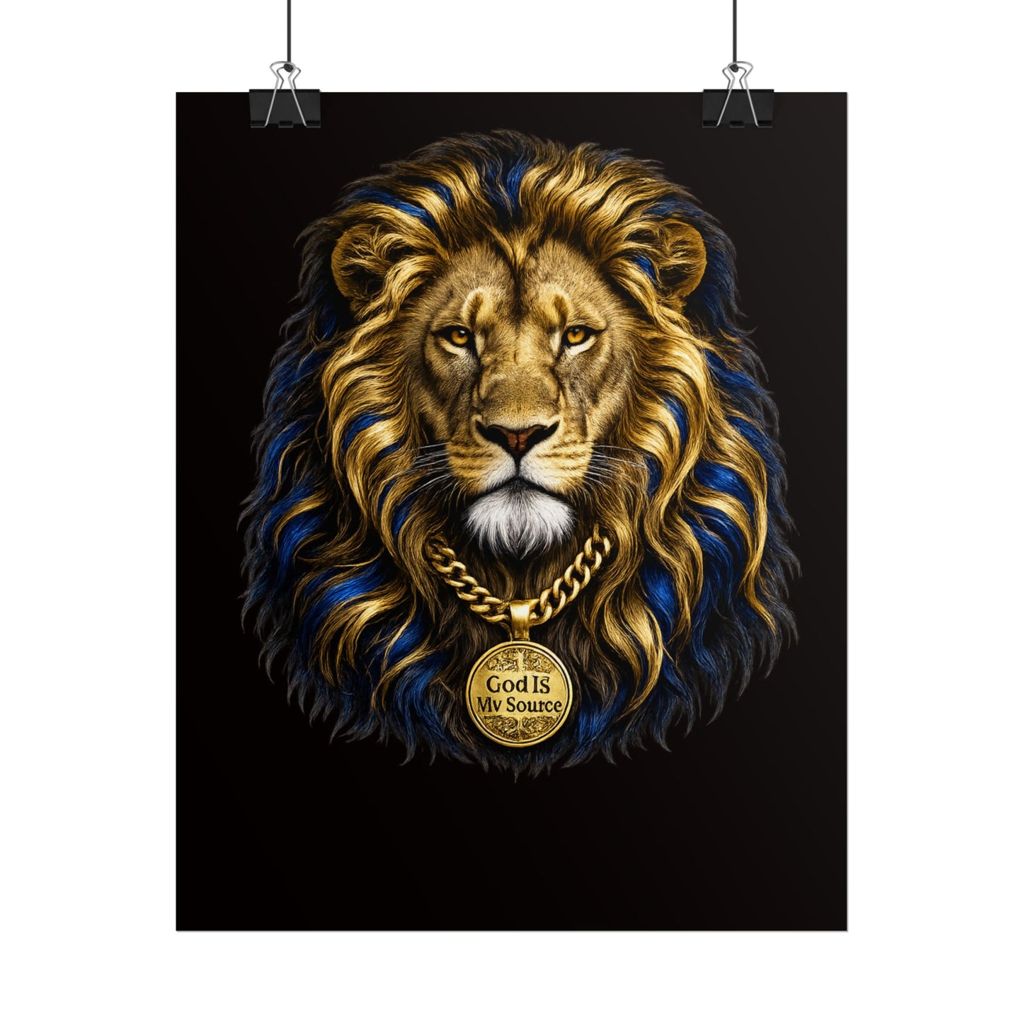 Lion Poster - 'God Is My Source' Lion Wall Art, Inspirational Christian Decor
