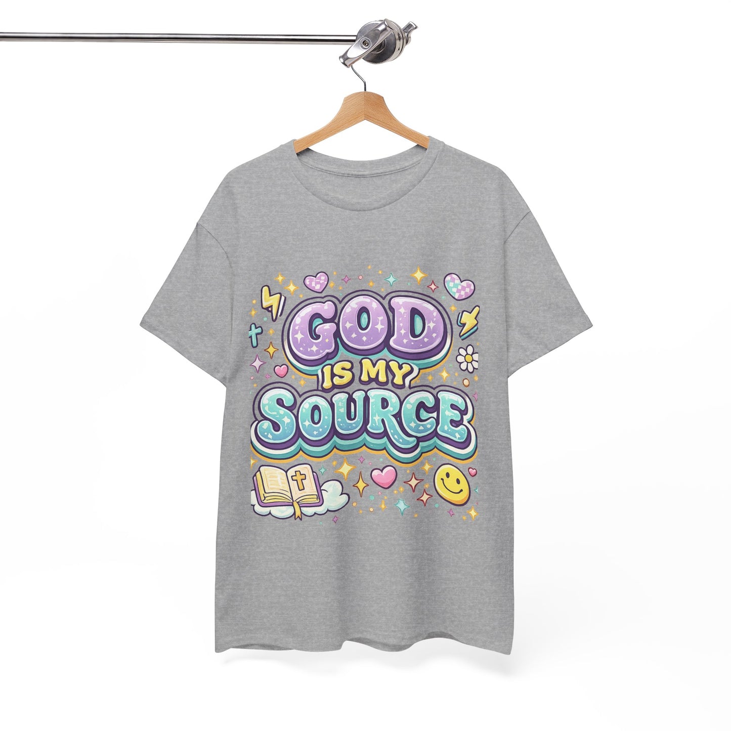 God Is My Source T-Shirt | Christian Faith Tee, Pastel Cute Design