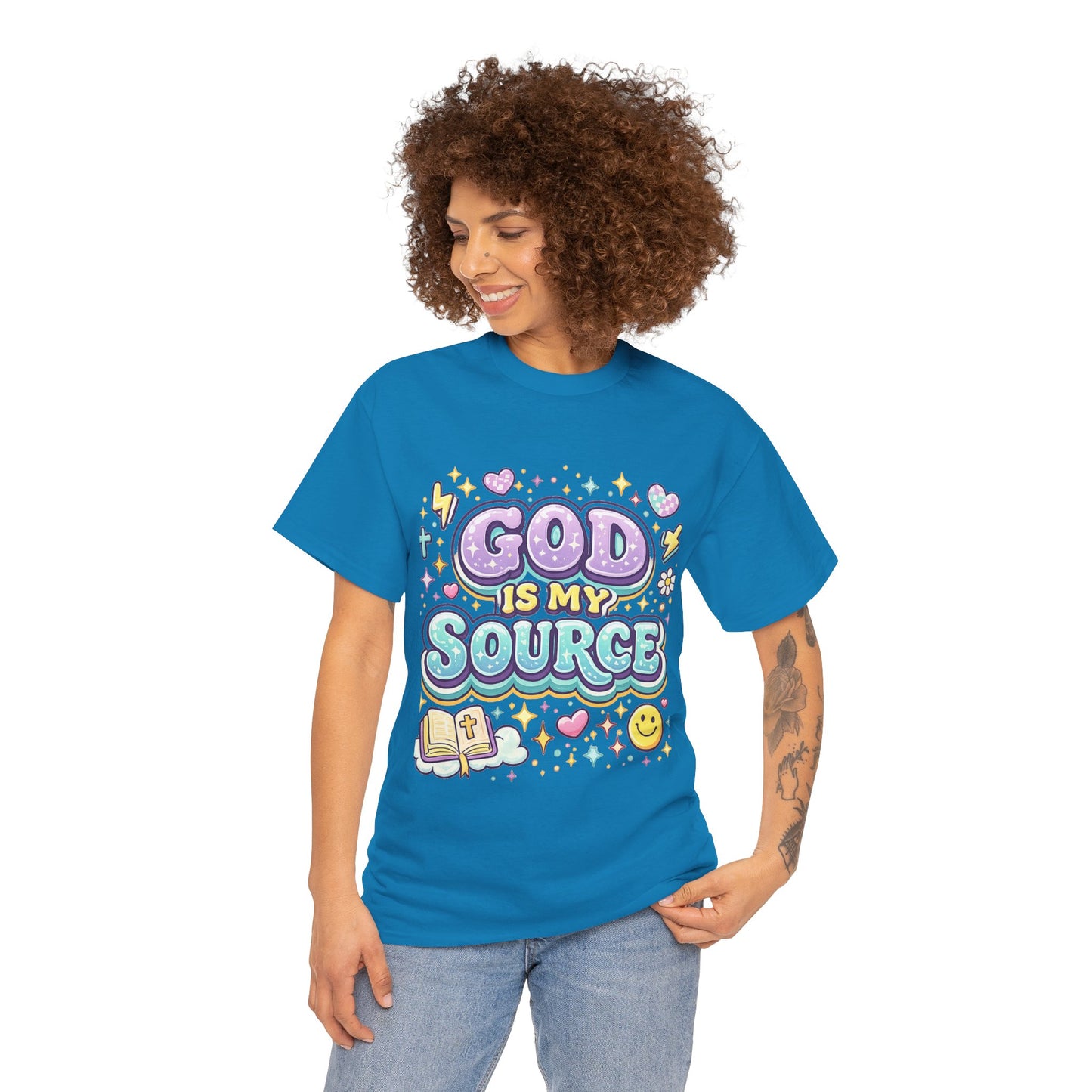 God Is My Source T-Shirt | Christian Faith Tee, Pastel Cute Design