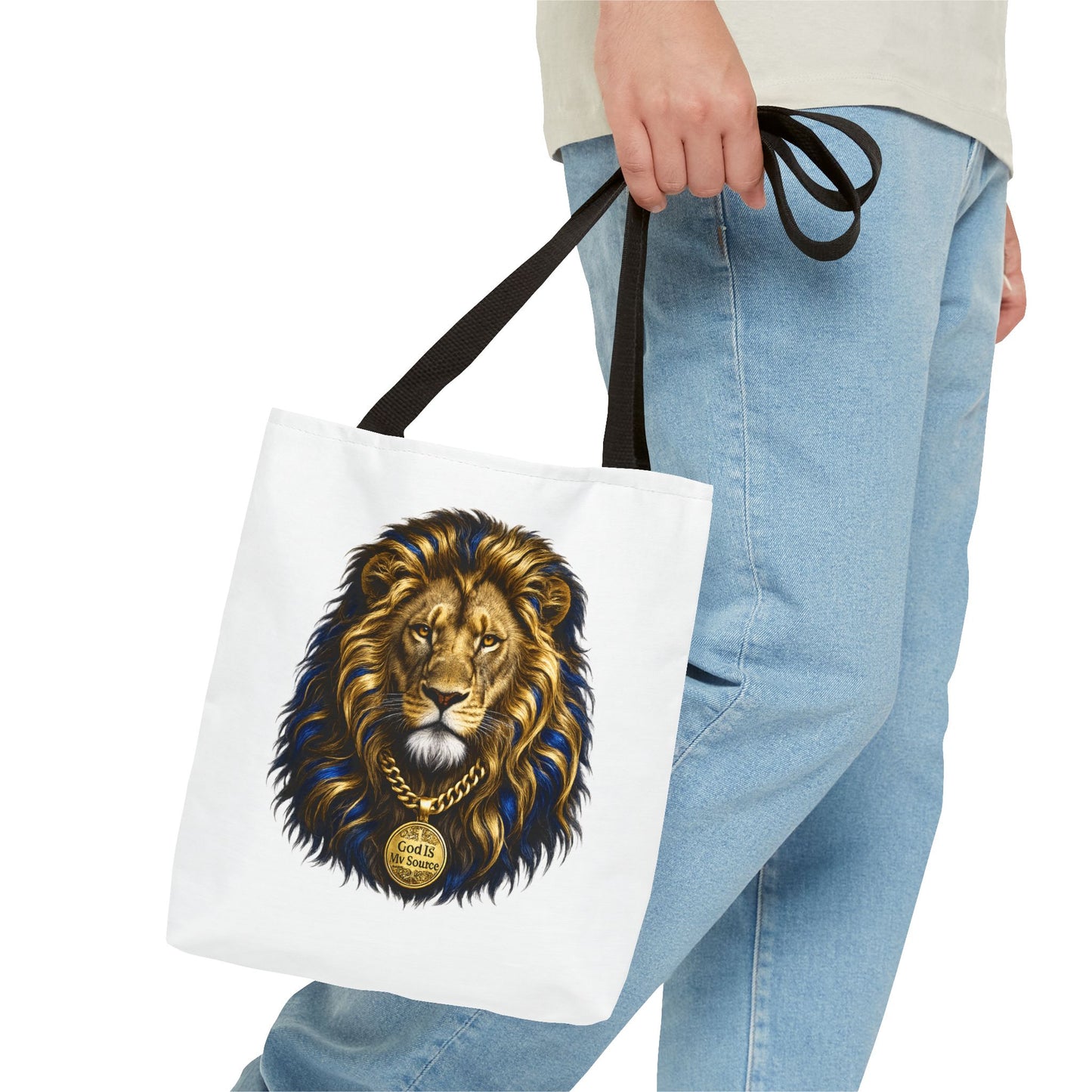 God Is My Source Lion Tote Bag | Christian Reusable Shopping Bag | Faith-Inspired Everyday Tote
