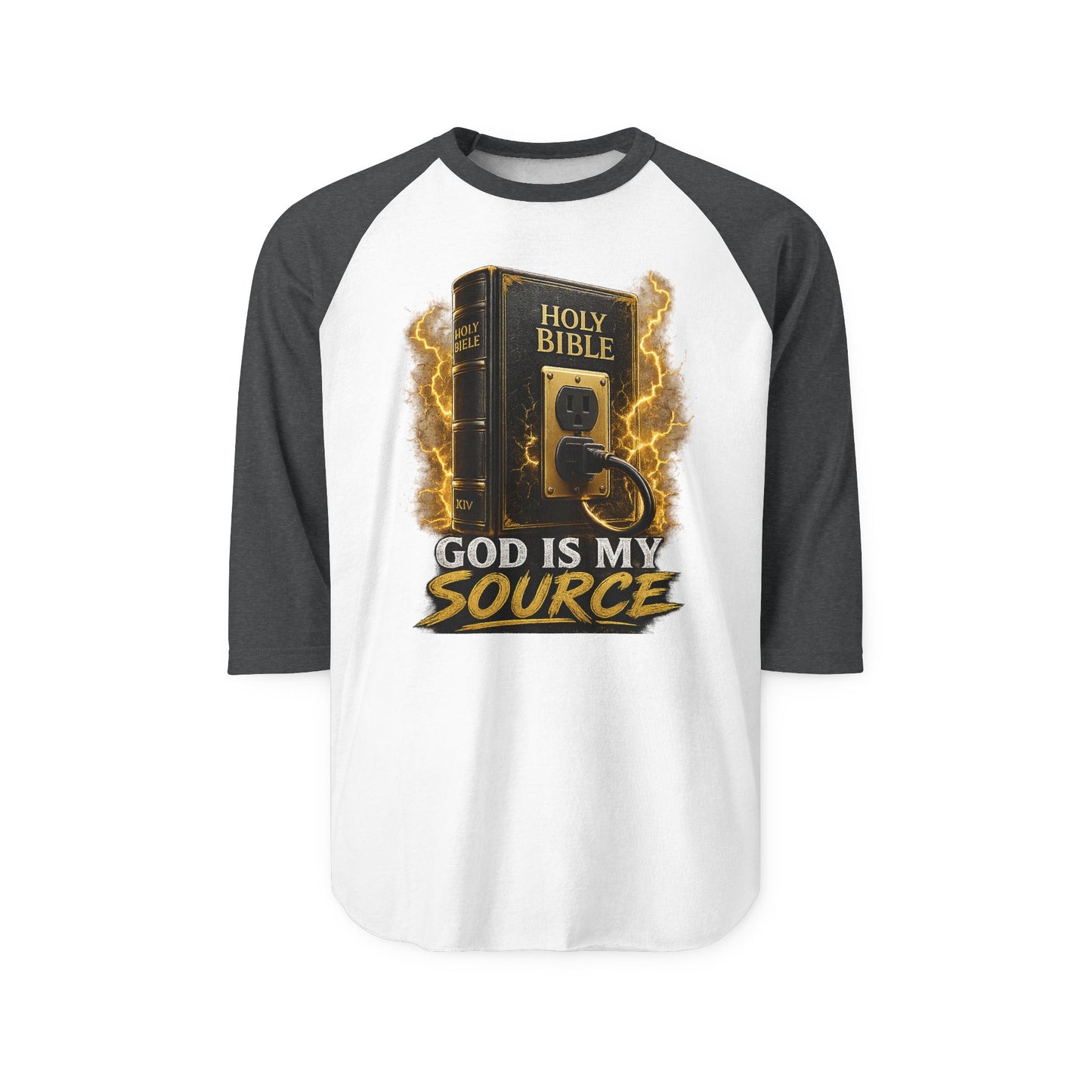 God Is My Source Raglan Shirt | Holy Bible Graphic 3/4 Sleeve Baseball Tee | Christian Faith Apparel | Unisex Raglan Tee