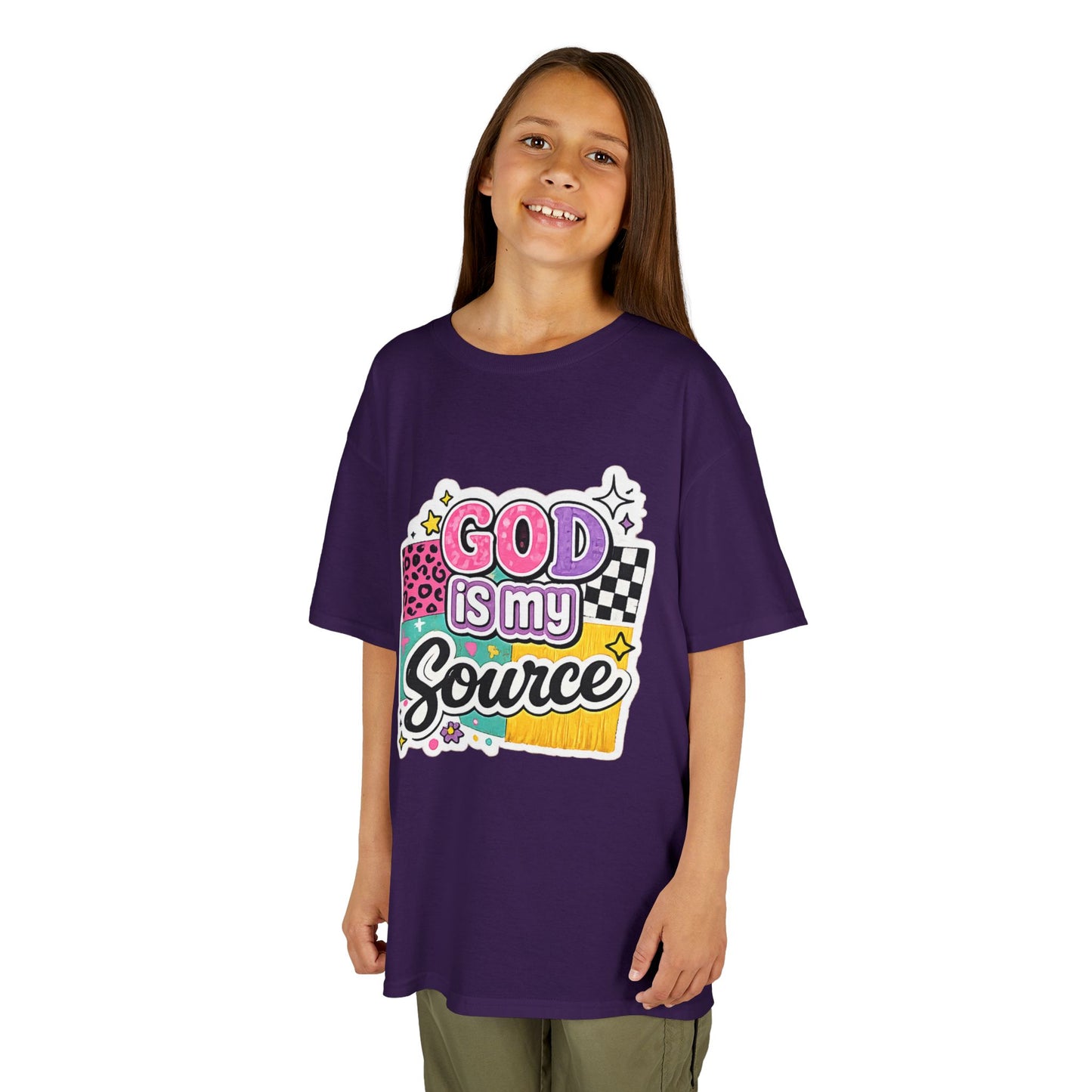 God Is My Source™ Kids Christian T-Shirt | Retro Faith Graphic Tee |