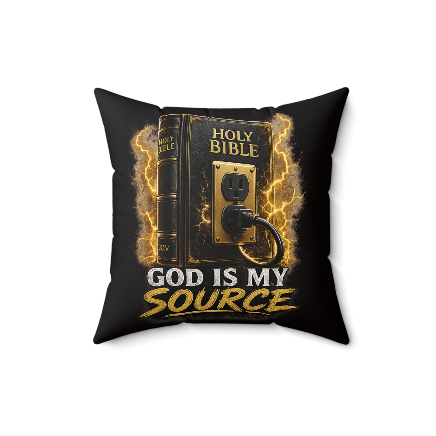 God Is My Source Throw Pillow | Christian Decorative Accent Pillow | Holy Bible Power Source Design | Double-Sided Faith Home Décor