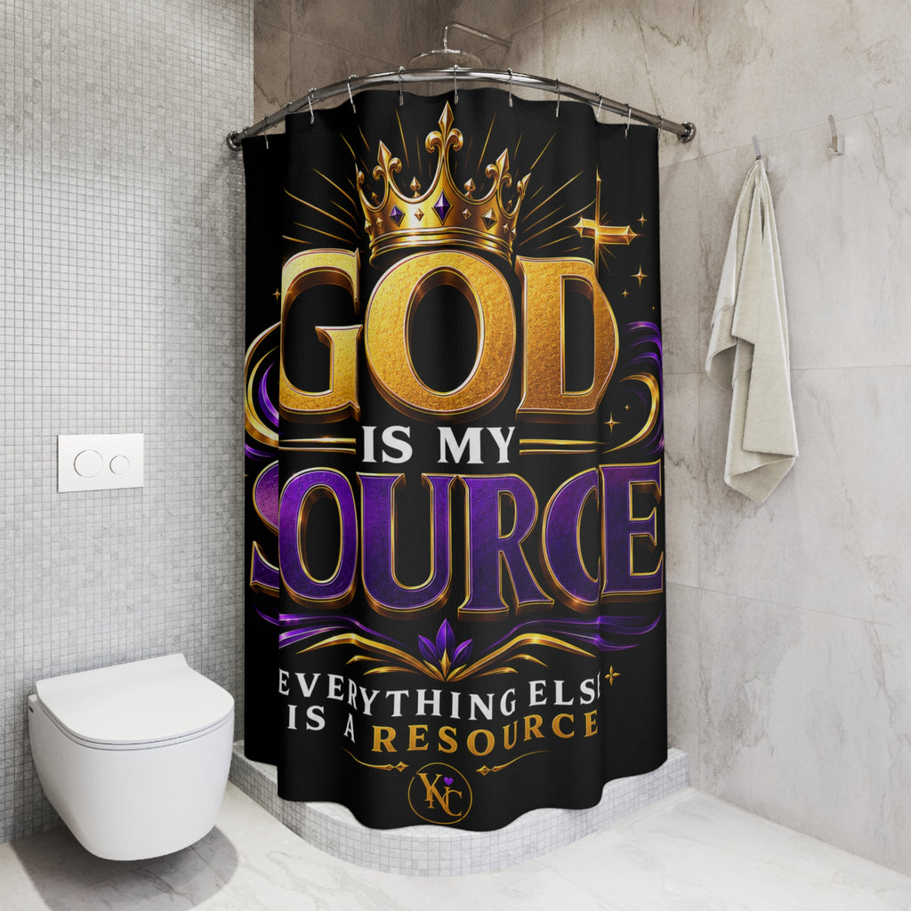 God Is My Source Shower Curtain | Christian Bathroom Decor | Inspirational Faith Bath Curtain | Religious Home Decor
