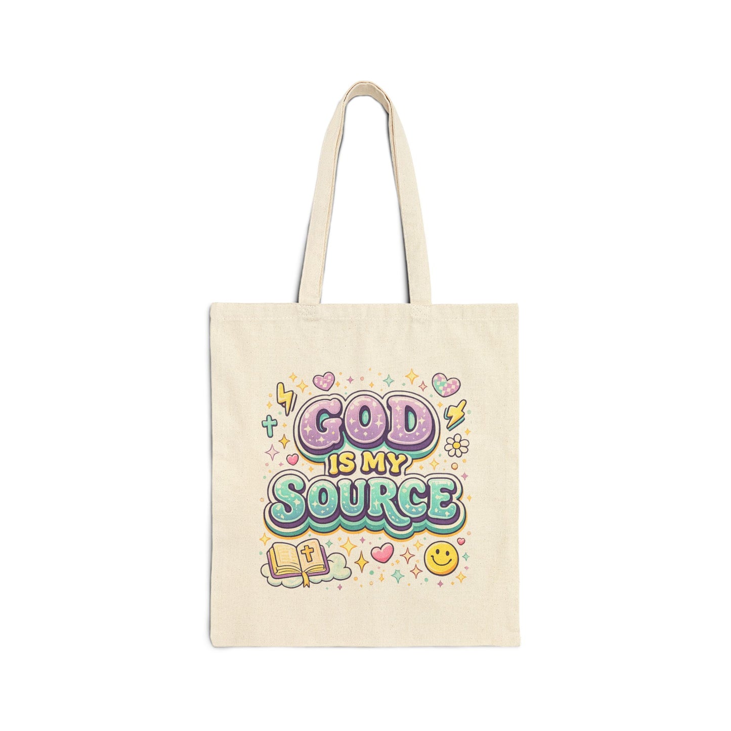 God Is My Source Tote Bag | Faith Illustration | Bible | Cute Pastel Design