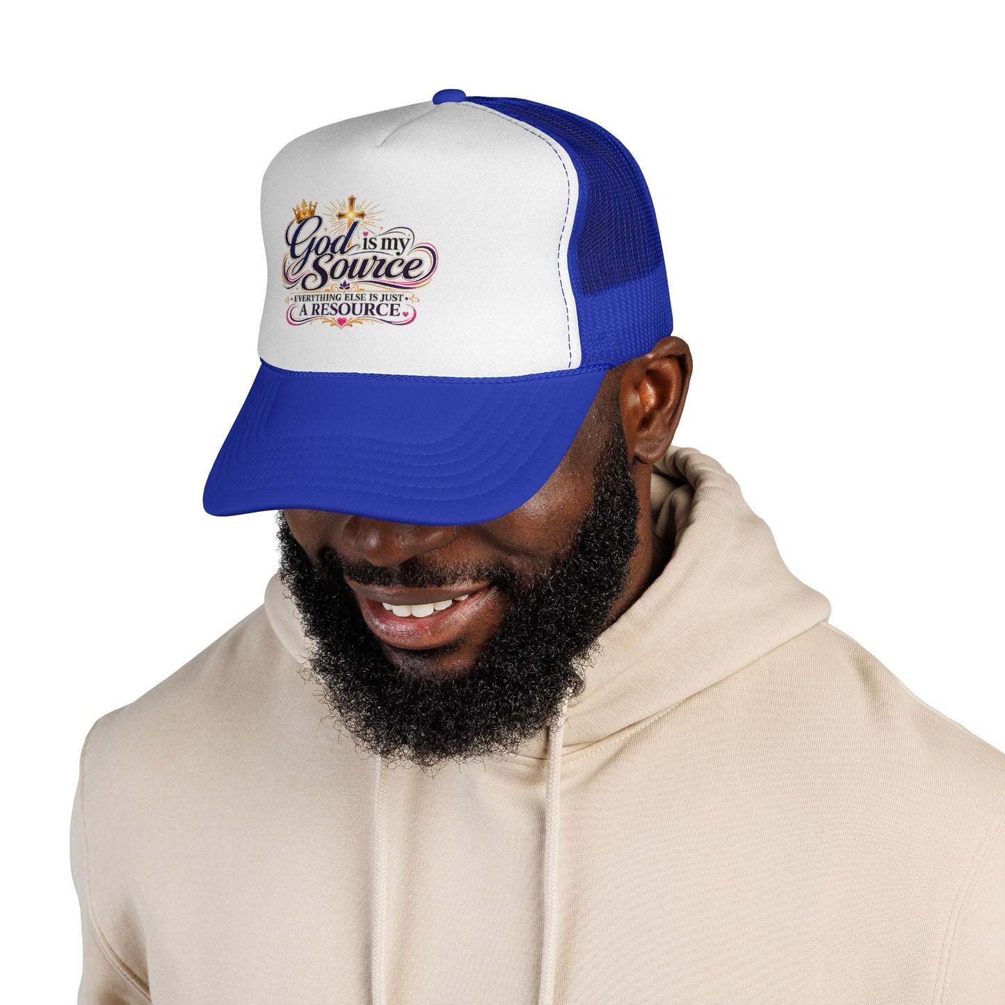 God Is My Source trucker cap | Christian faith design