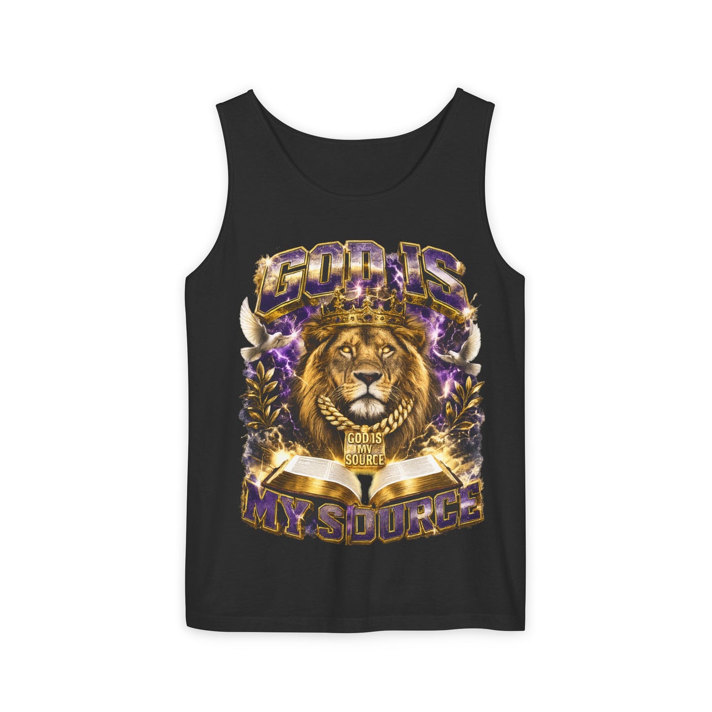 God Is My Stronghold Lion Tank Top — Christian Faith Graphic Tank