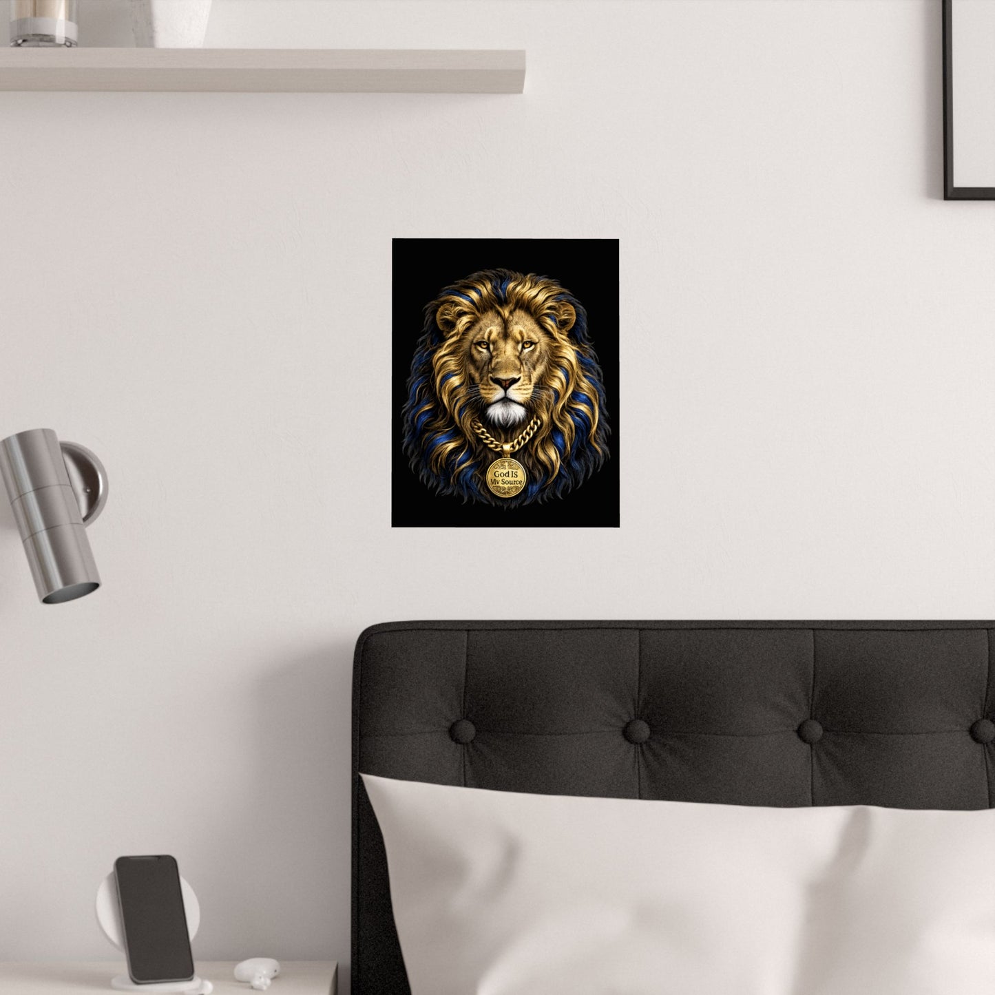 God Is My Source Lion Satin Poster | Christian Wall Art