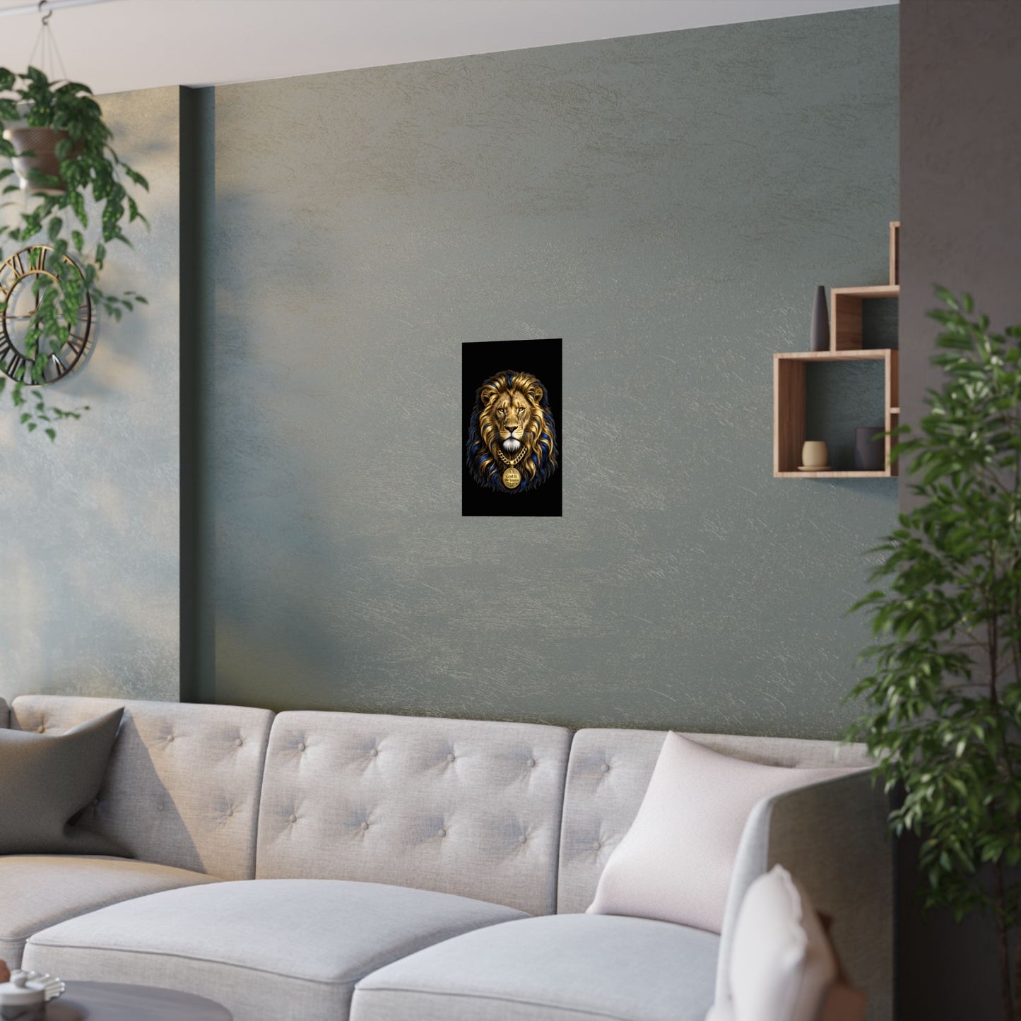 God Is My Source Lion Satin Poster | Christian Wall Art