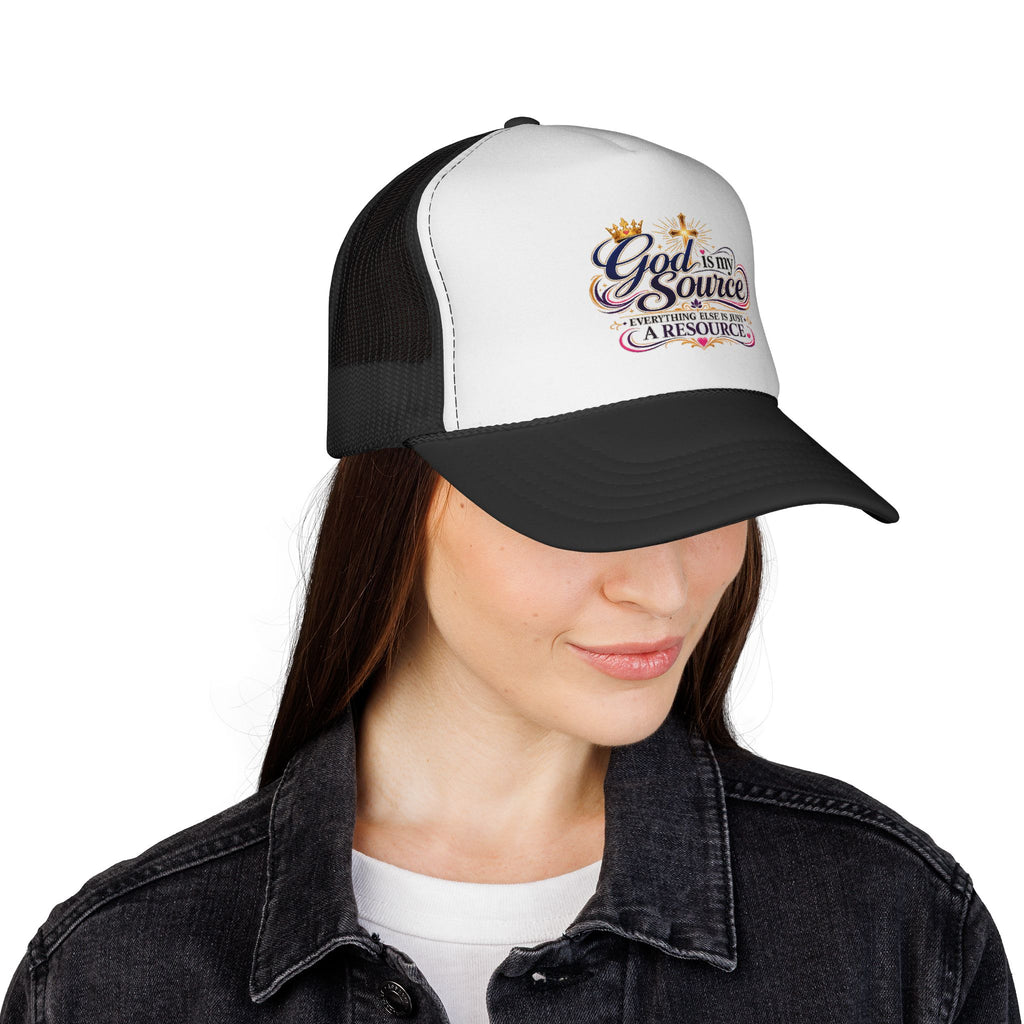 God Is My Source trucker cap | Christian faith design