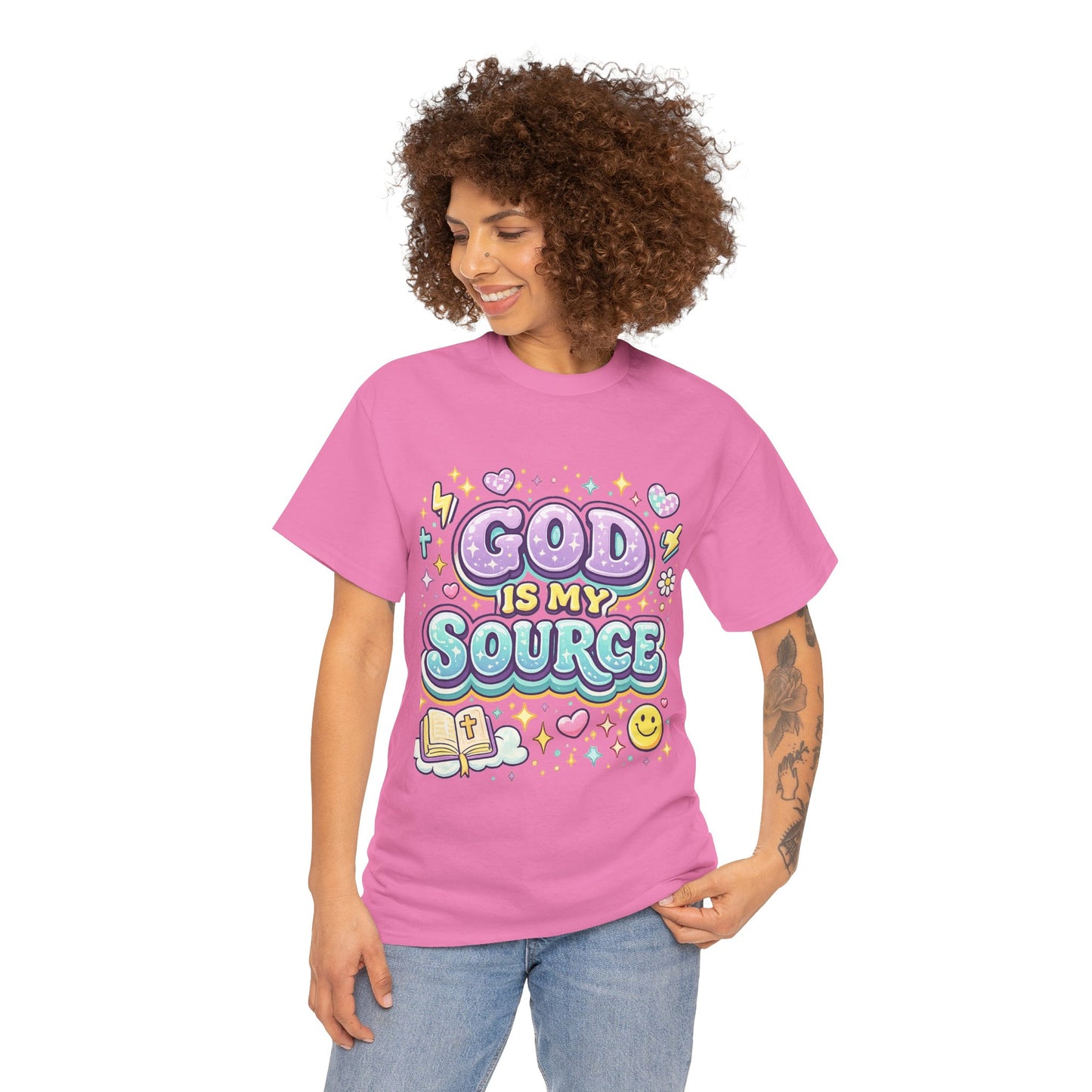God Is My Source T-Shirt | Christian Faith Tee, Pastel Cute Design
