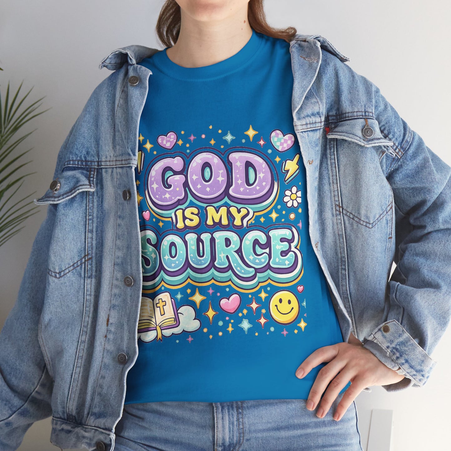God Is My Source T-Shirt | Christian Faith Tee, Pastel Cute Design
