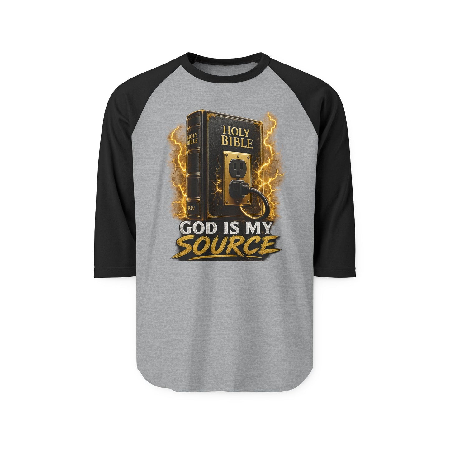 God Is My Source Raglan Shirt | Holy Bible Graphic 3/4 Sleeve Baseball Tee | Christian Faith Apparel | Unisex Raglan Tee