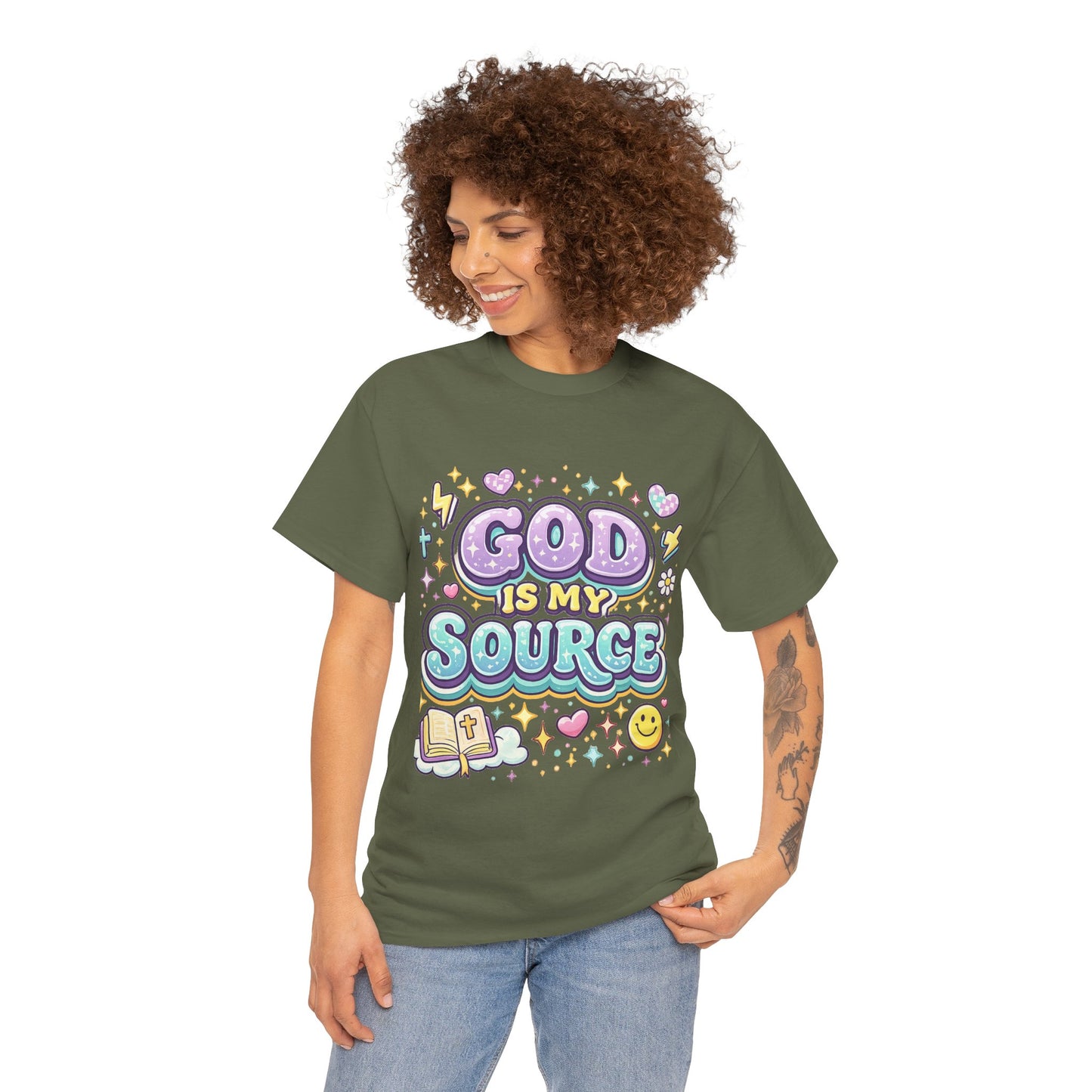 God Is My Source T-Shirt | Christian Faith Tee, Pastel Cute Design