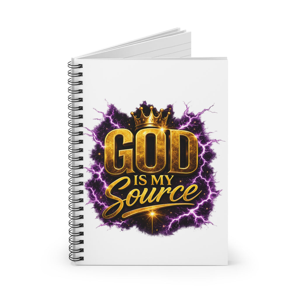 God Is My Source Spiral Notebook | Christian Faith Lightning Design