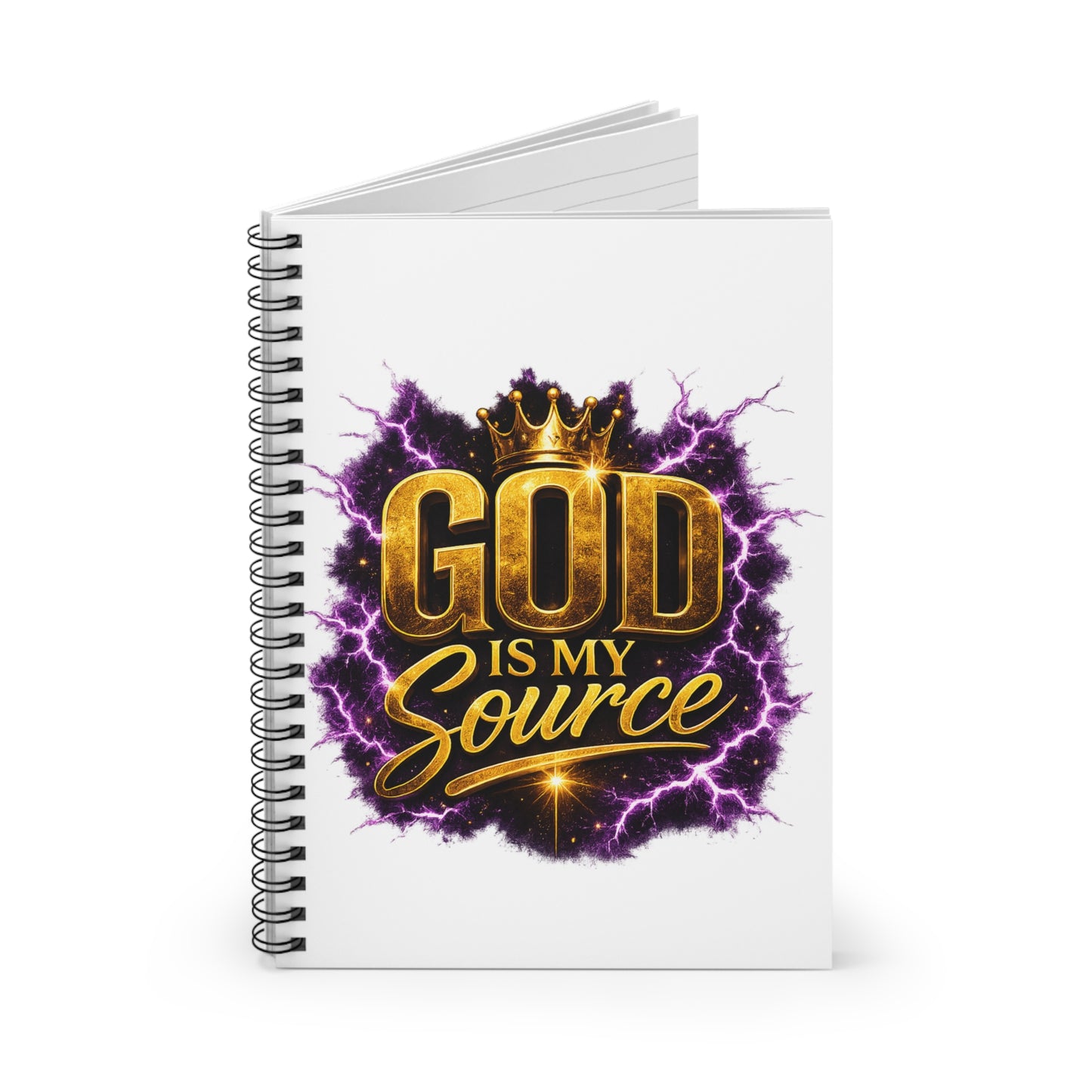 God Is My Source Spiral Notebook | Christian Faith Lightning Design