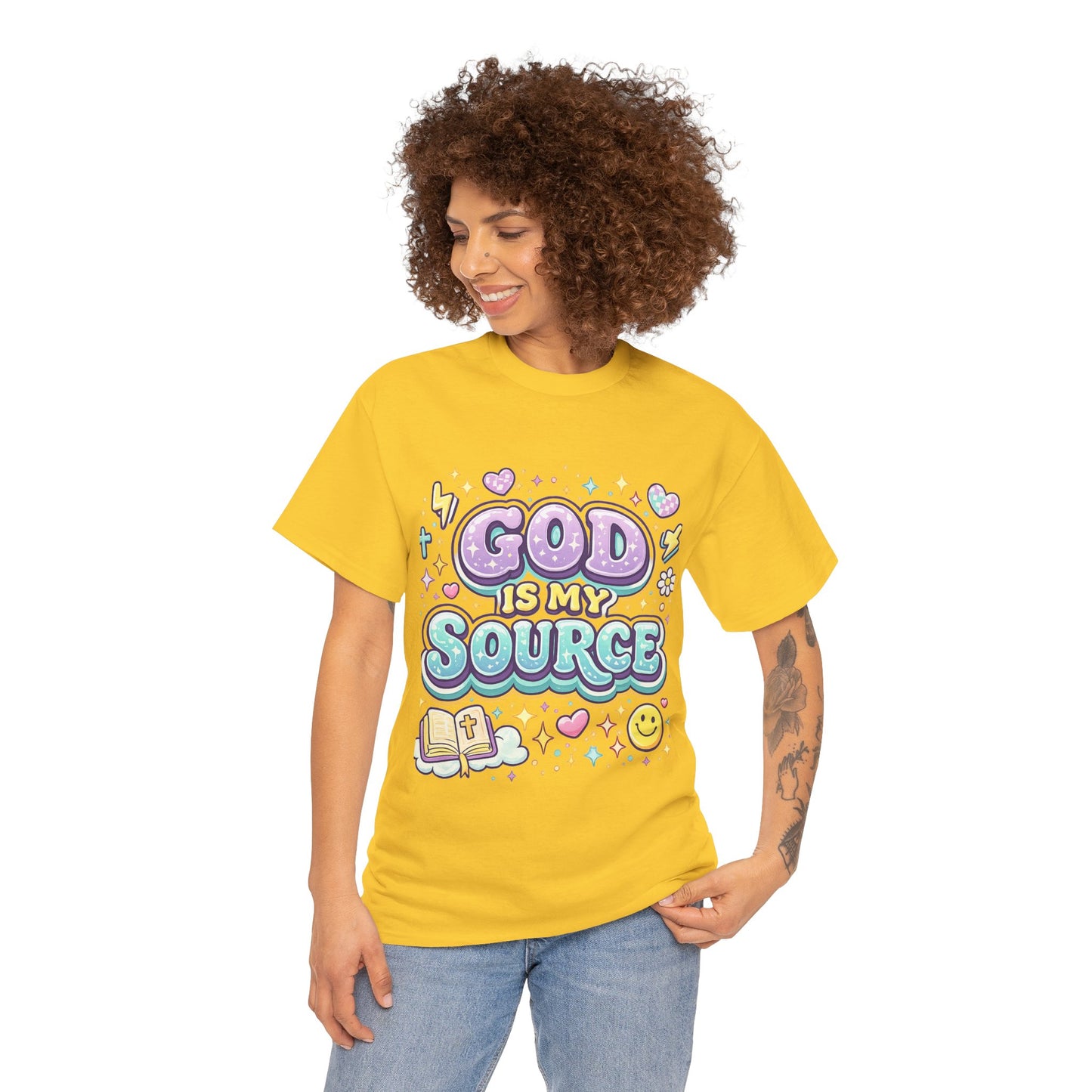 God Is My Source T-Shirt | Christian Faith Tee, Pastel Cute Design