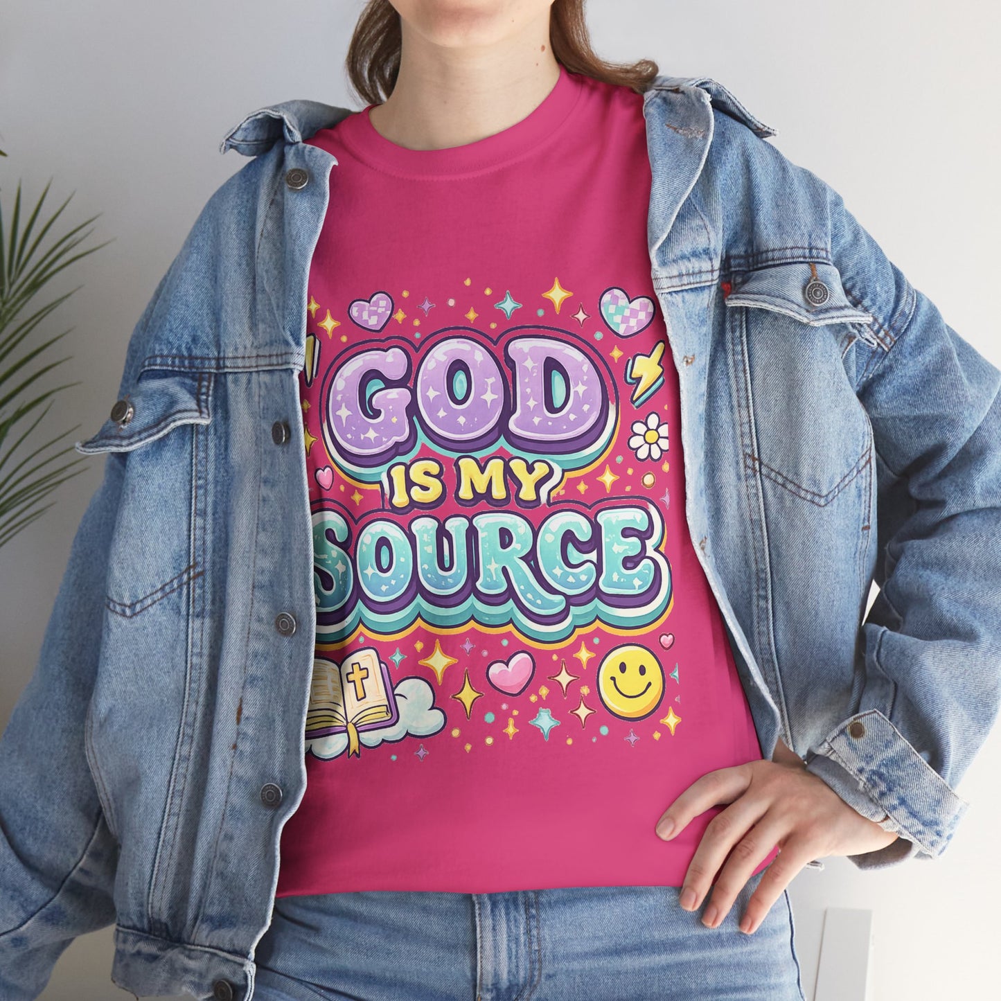 God Is My Source T-Shirt | Christian Faith Tee, Pastel Cute Design