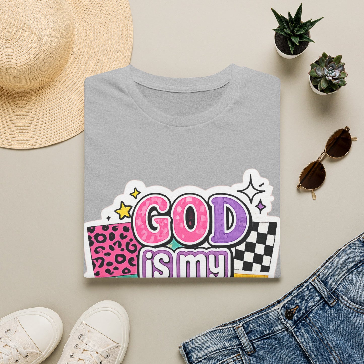God Is My Source T‑Shirt — Colorful Faith Graphic Tee--Retro Christian Graphic Tee
