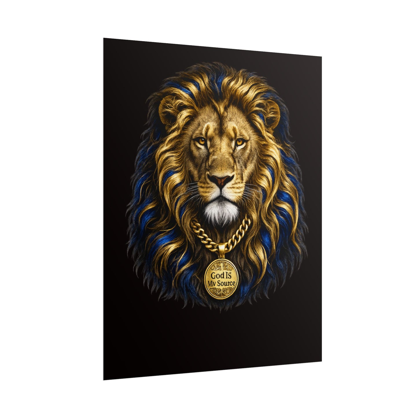 Lion Poster - 'God Is My Source' Lion Wall Art, Inspirational Christian Decor