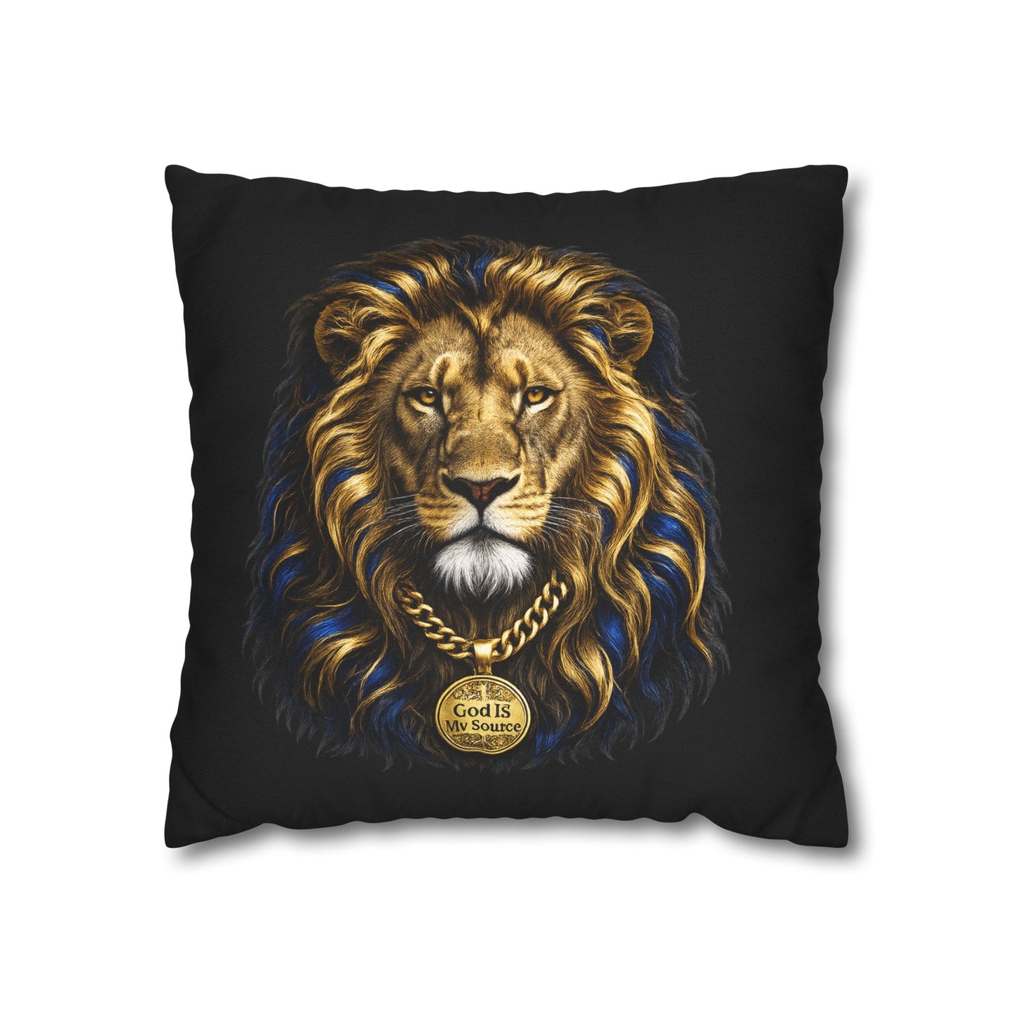 God Is My Source Lion Pillow Cover | Christian Decorative Throw Pillow Cover | Faith-Inspired Home Décor | Double-Sided Print