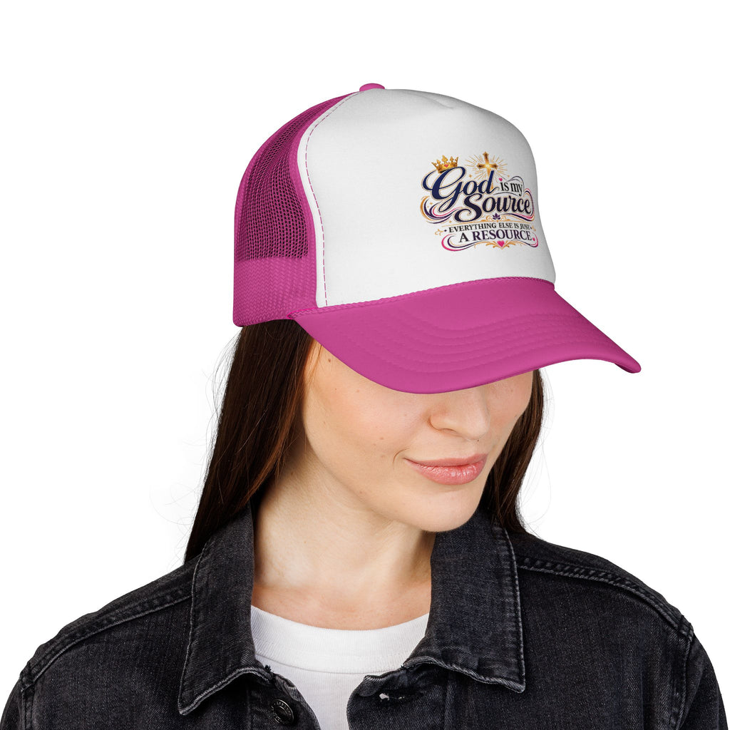 God Is My Source trucker cap | Christian faith design