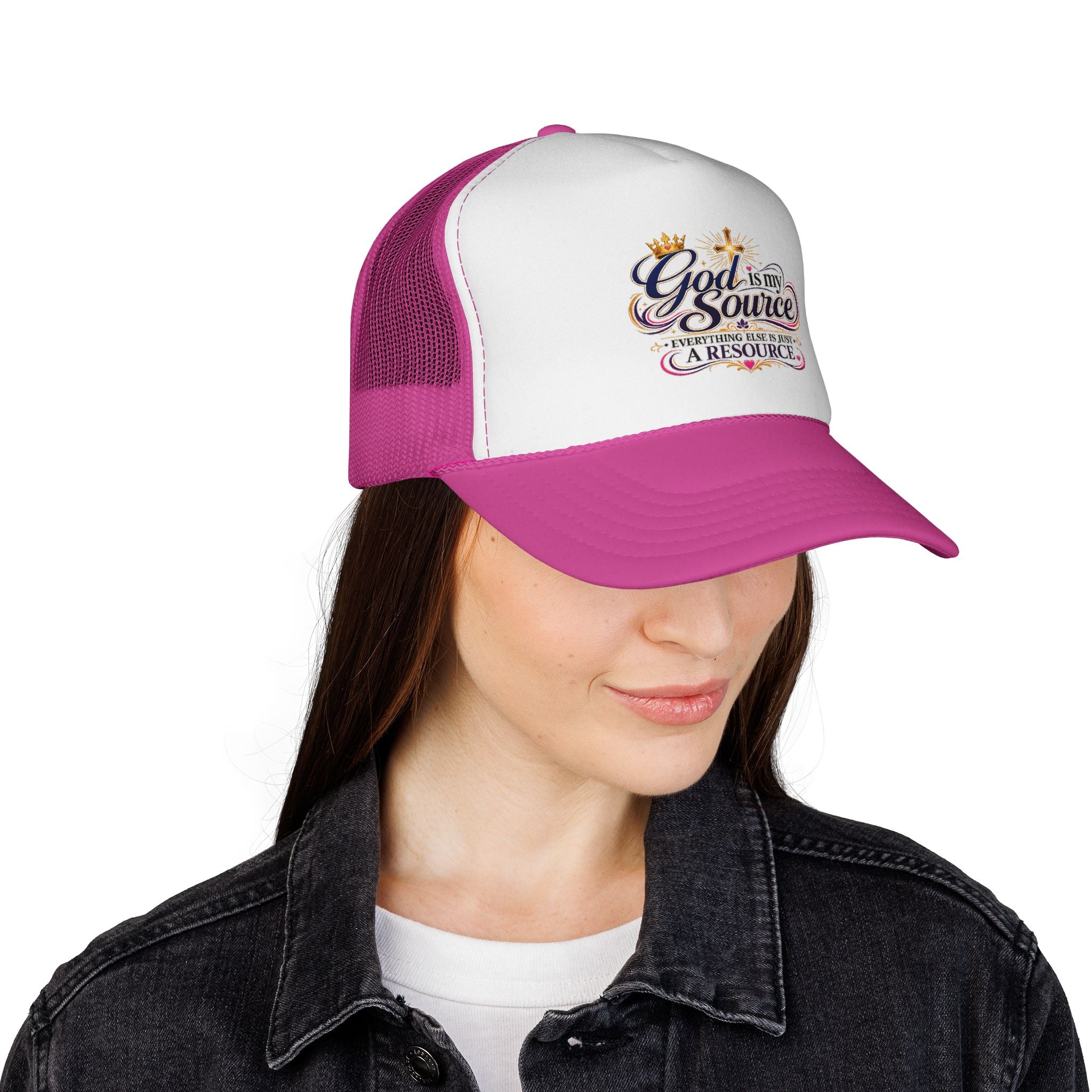 God Is My Source trucker cap | Christian faith design