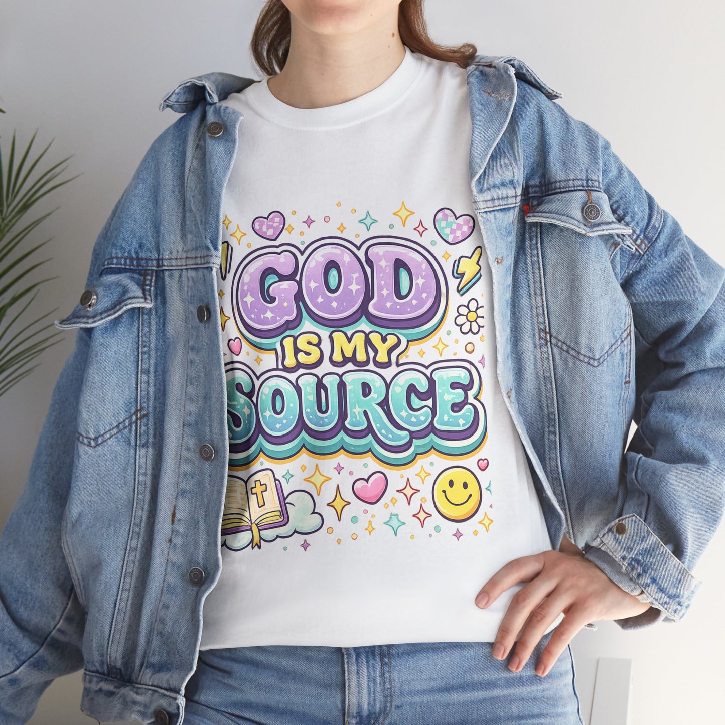 God Is My Source T-Shirt | Christian Faith Tee, Pastel Cute Design