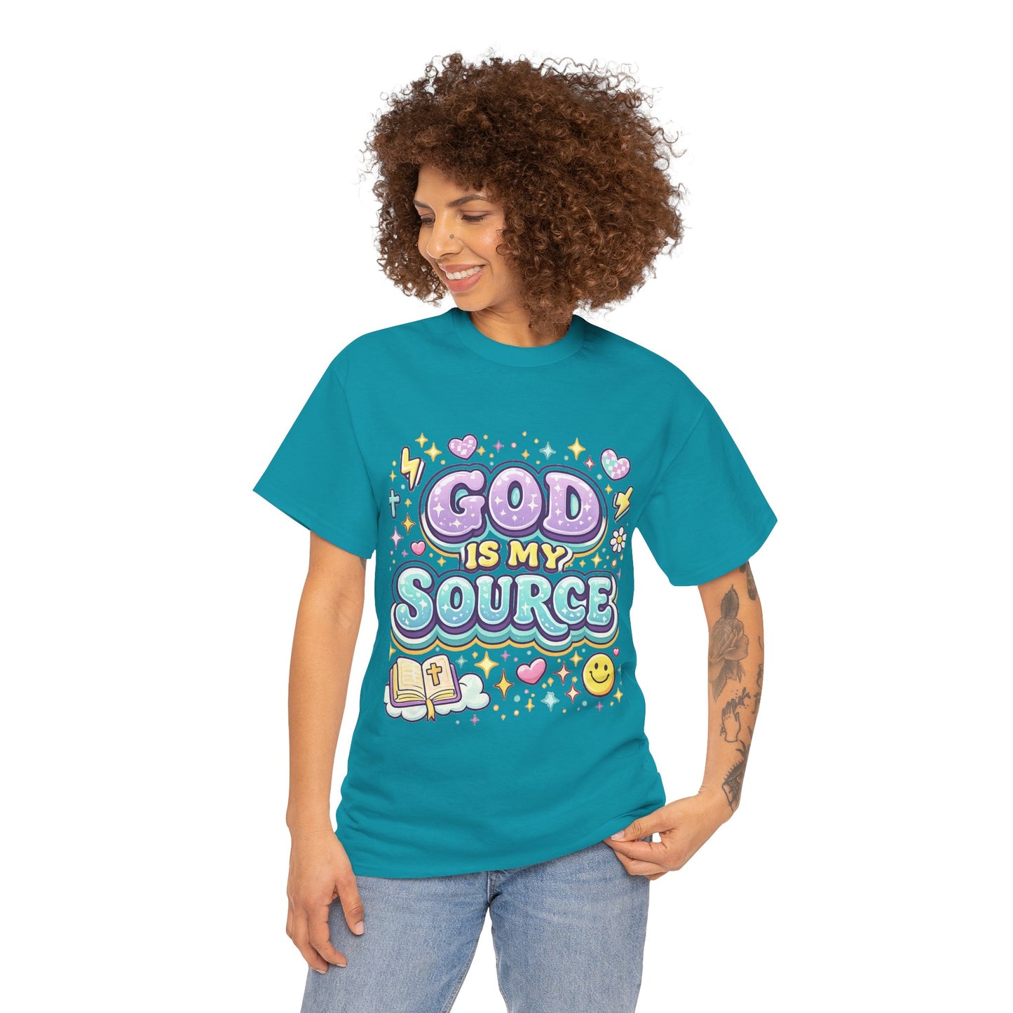 God Is My Source T-Shirt | Christian Faith Tee, Pastel Cute Design