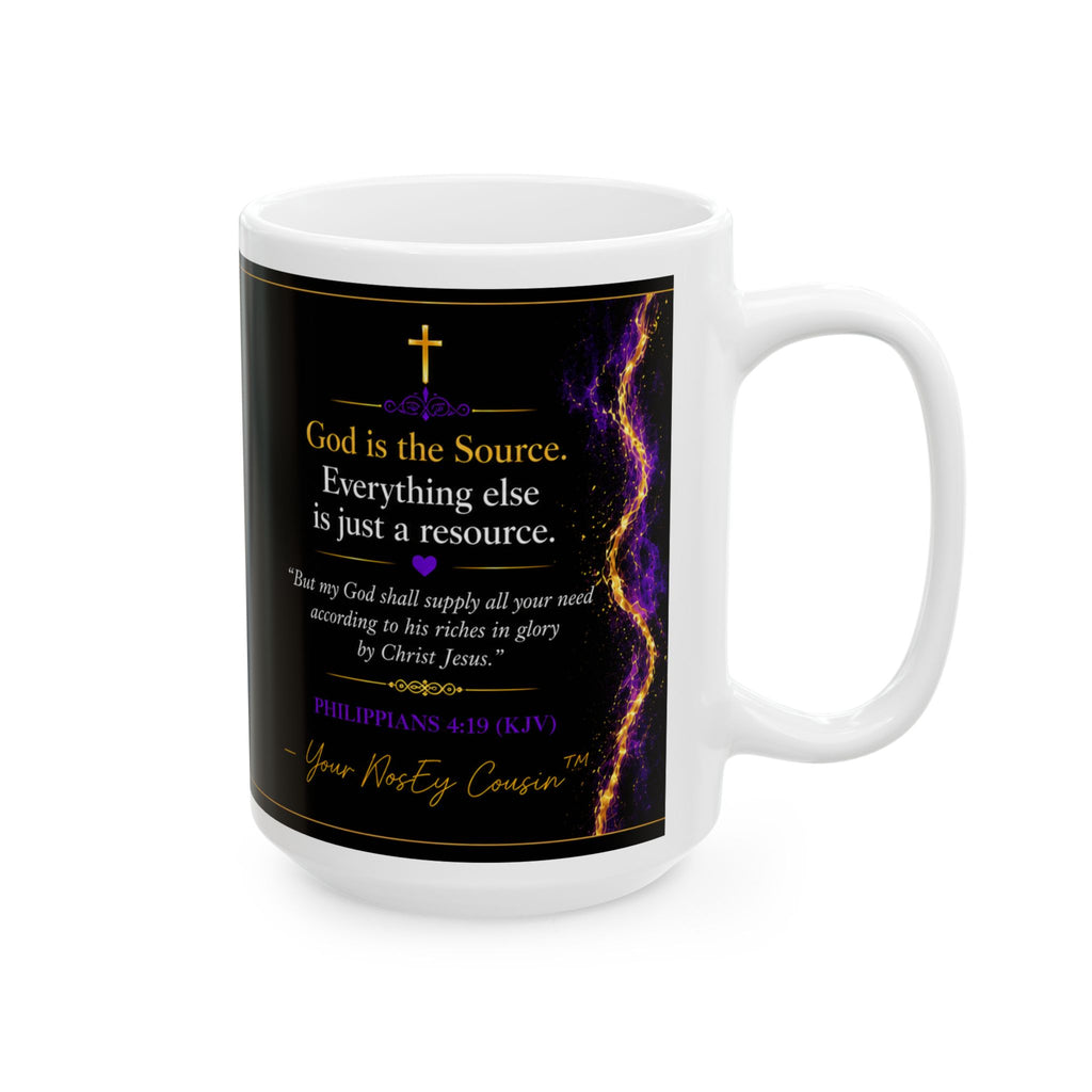 God Is My Source Ceramic Coffee Mug – Philippians 4:19 KJV | Christian Inspirational Gift | 11oz/15oz