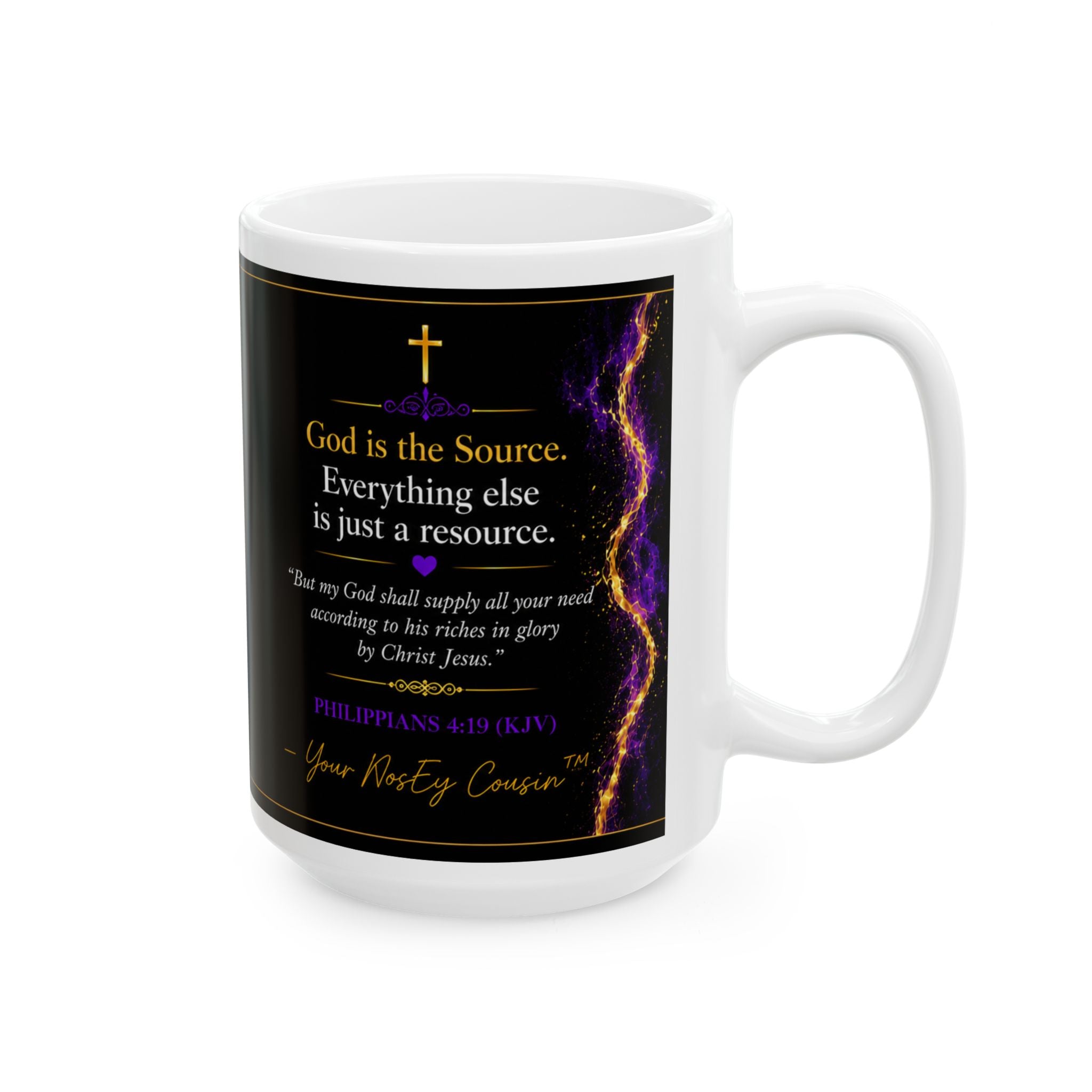 God Is My Source Ceramic Coffee Mug – Philippians 4:19 KJV | Christian Inspirational Gift | 11oz/15oz
