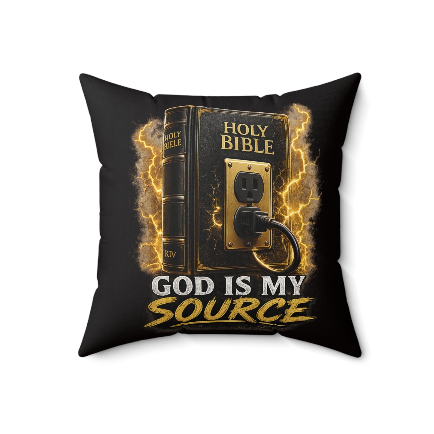 God Is My Source Throw Pillow | Christian Decorative Accent Pillow | Holy Bible Power Source Design | Double-Sided Faith Home Décor