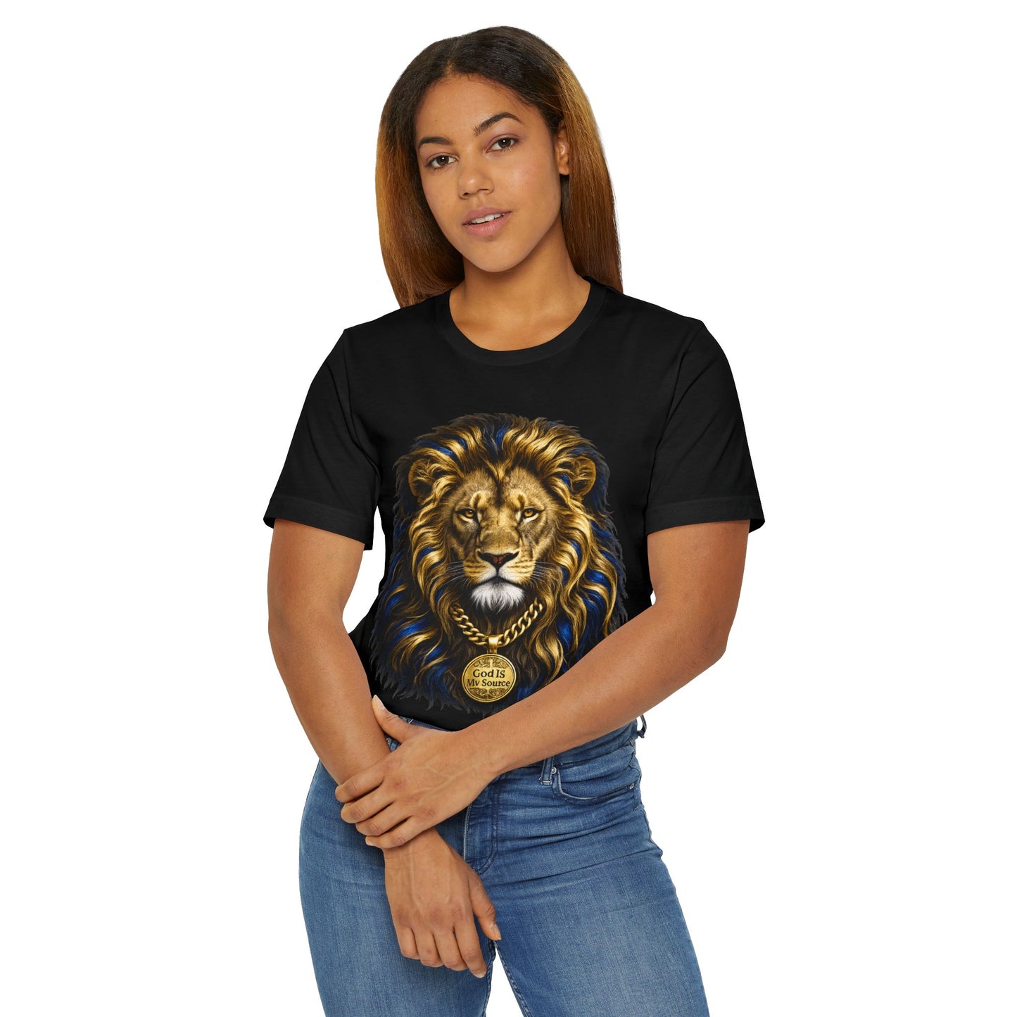 God Is My Source Lion T-Shirt | Christian Unisex Jersey Tee | Faith-Inspired Graphic Shirt