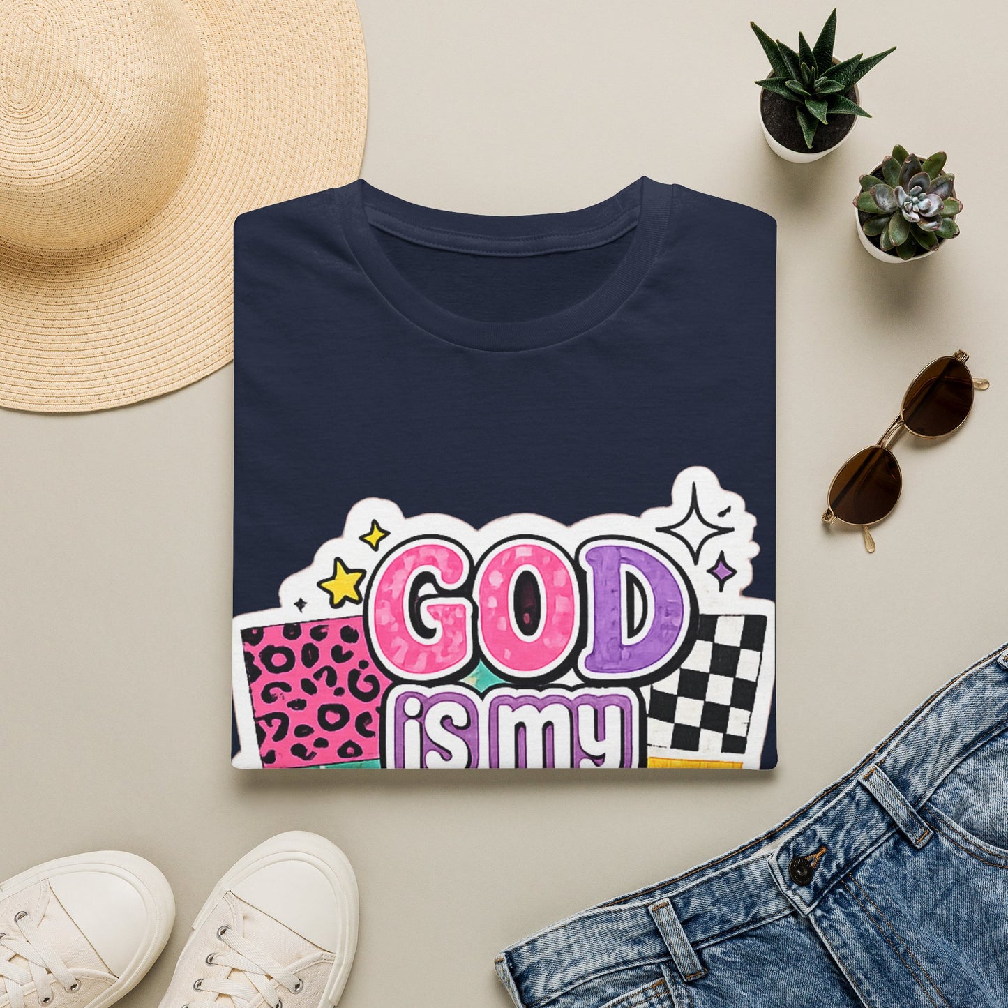 God Is My Source T‑Shirt — Colorful Faith Graphic Tee--Retro Christian Graphic Tee