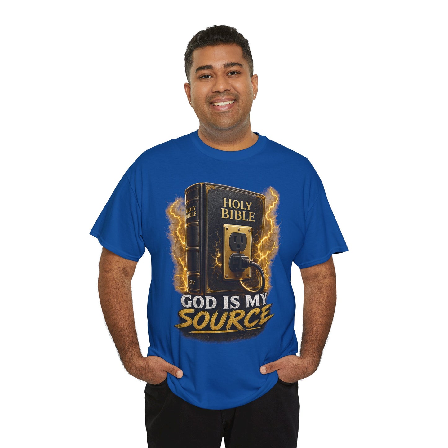 God Is My Source T-Shirt | Holy Bible Power Outlet Christian Tee | Unisex Heavy Cotton Tee