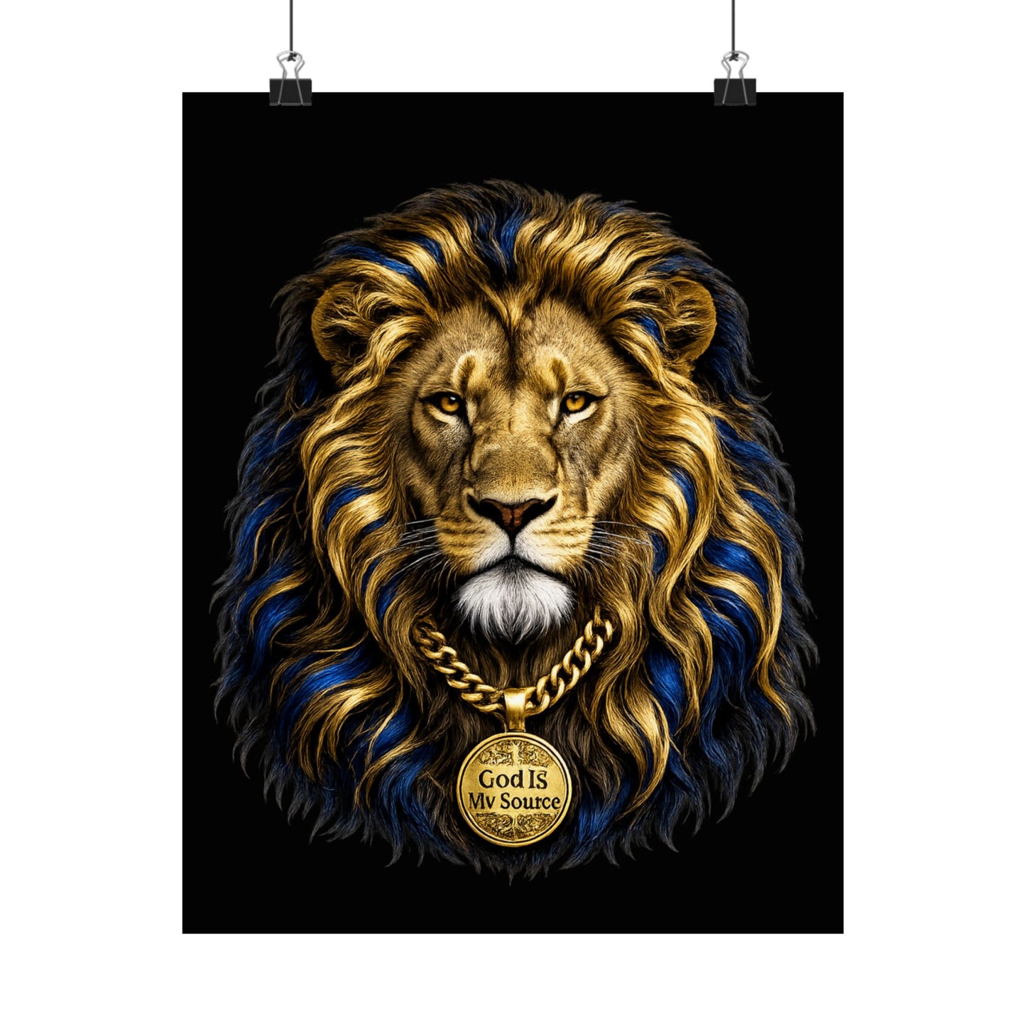 God Is My Source Lion Satin Poster | Christian Wall Art