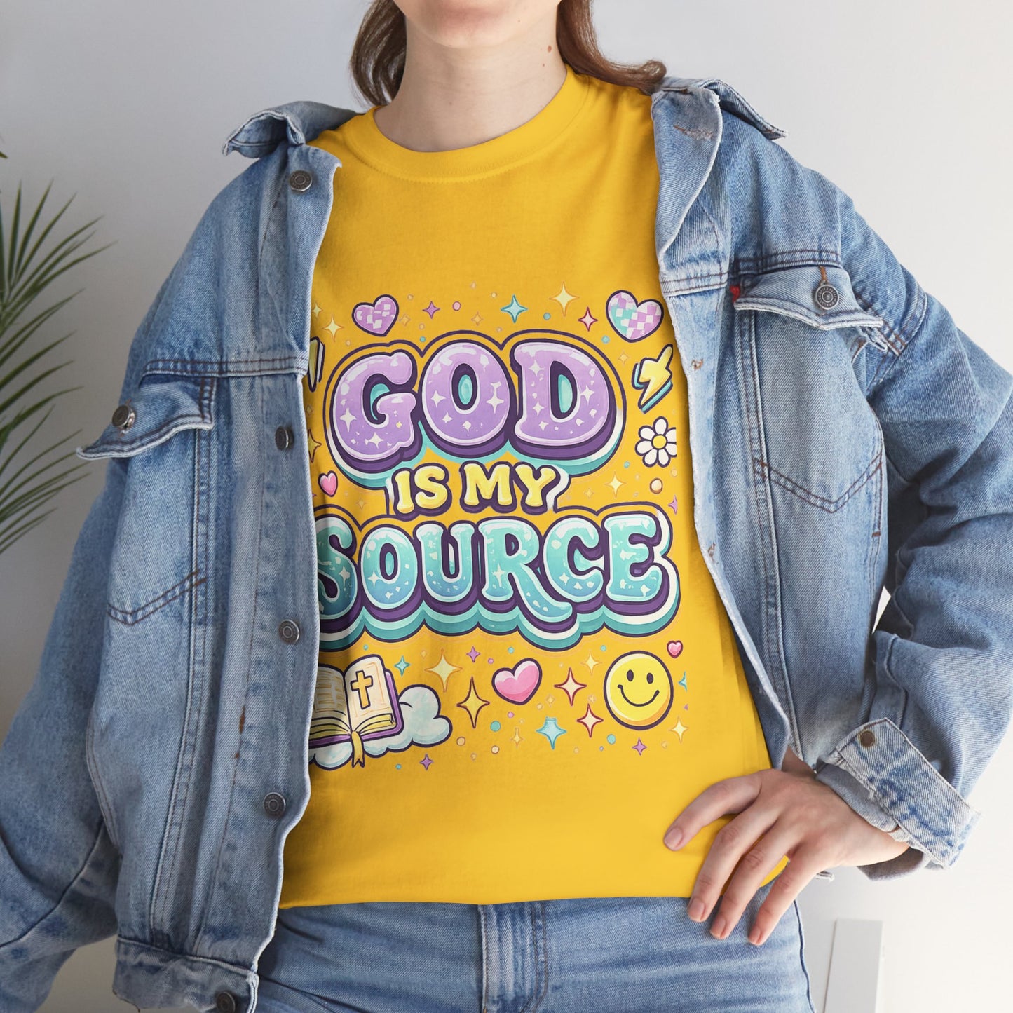 God Is My Source T-Shirt | Christian Faith Tee, Pastel Cute Design