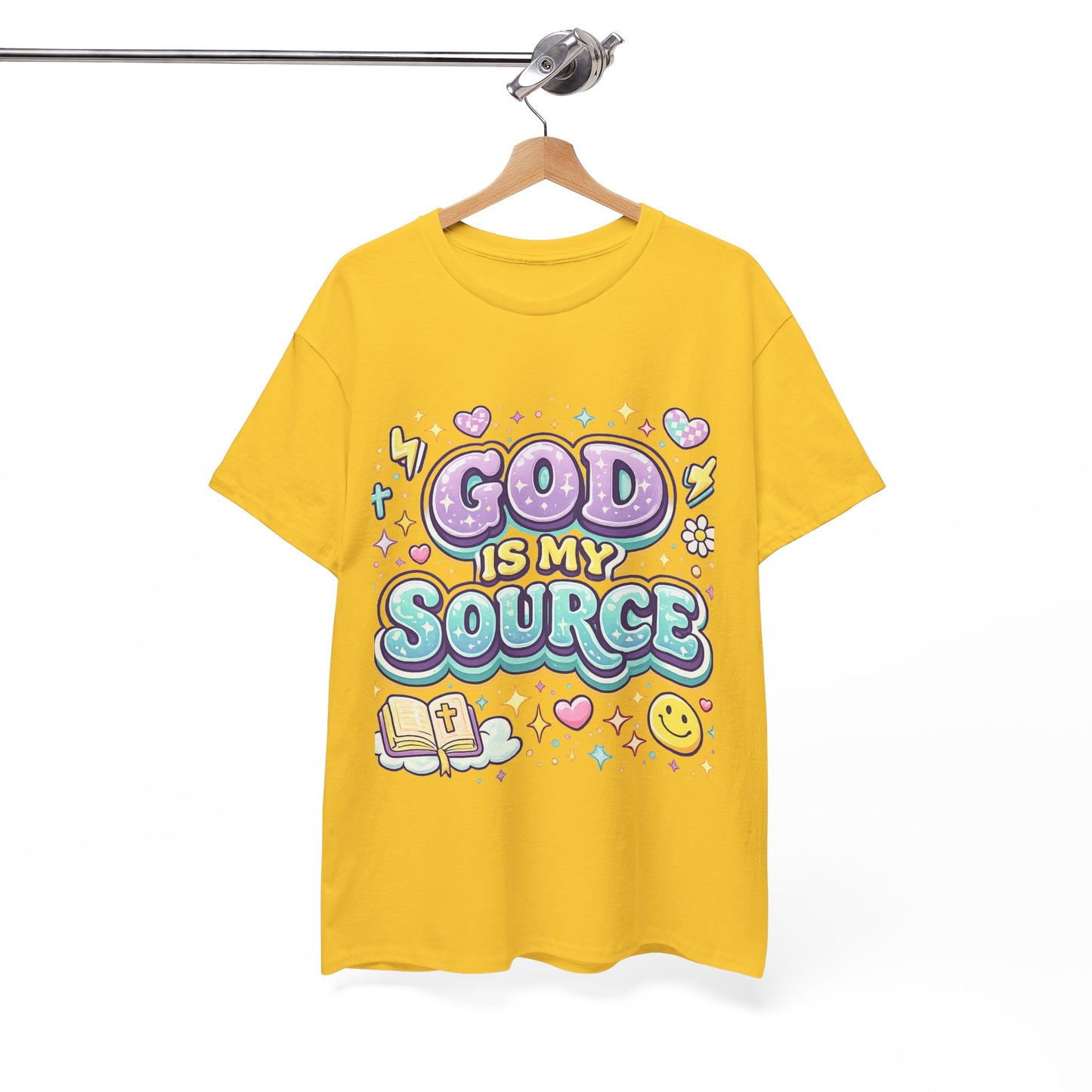 God Is My Source T-Shirt | Christian Faith Tee, Pastel Cute Design