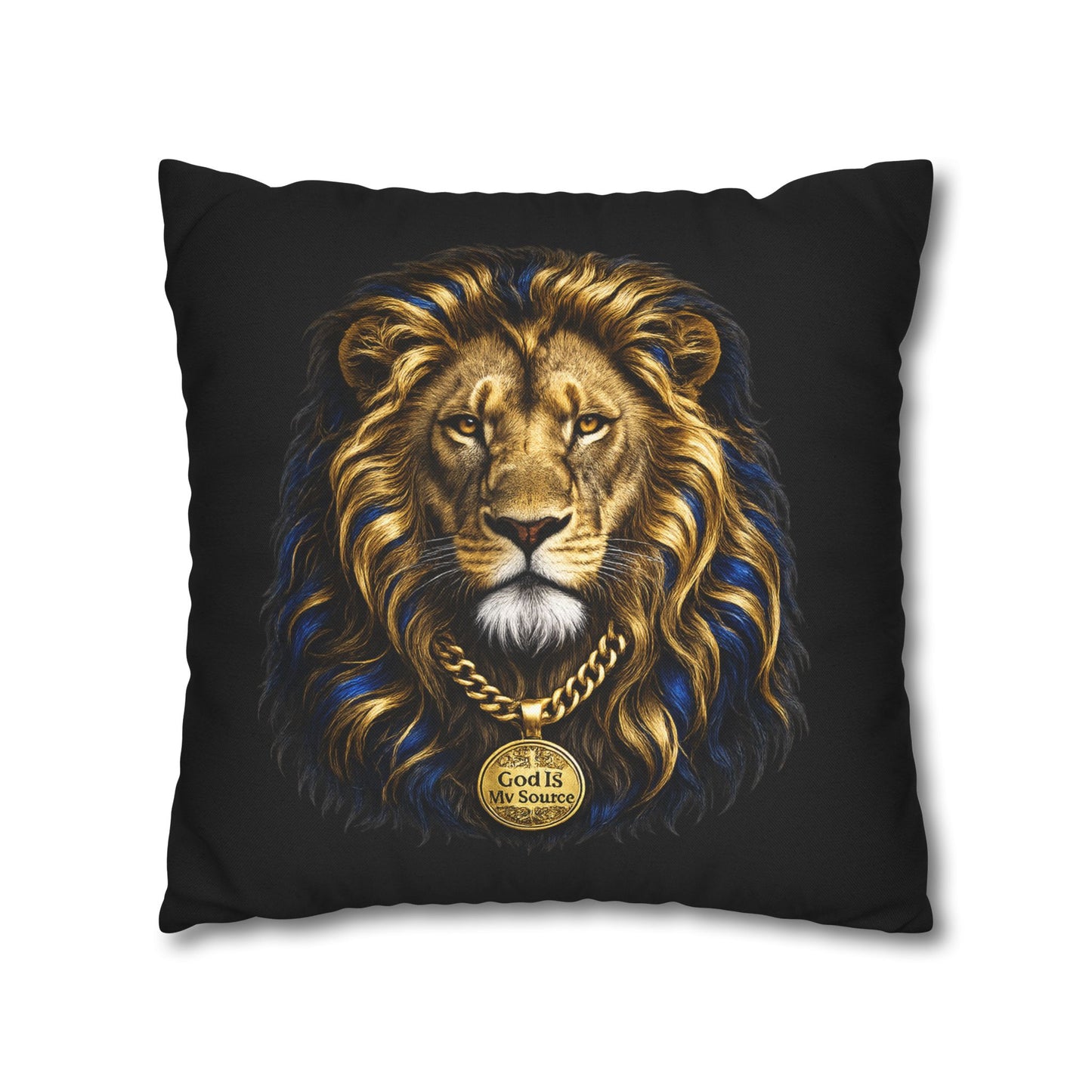 God Is My Source Lion Pillow Cover | Christian Decorative Throw Pillow Cover | Faith-Inspired Home Décor | Double-Sided Print