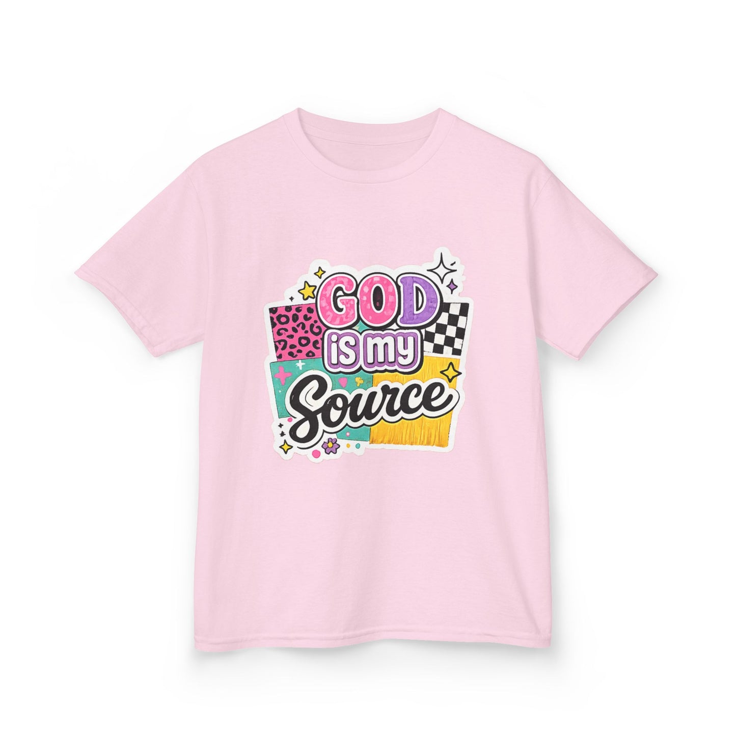 God Is My Source™ Kids Christian T-Shirt | Retro Faith Graphic Tee |