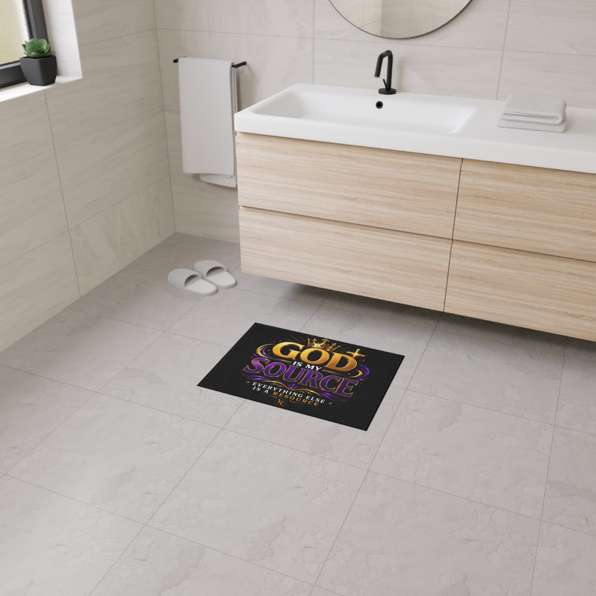 God Is My Source Christian Heavy Duty Indoor Floor Mat | Non-Slip Faith Home Decor