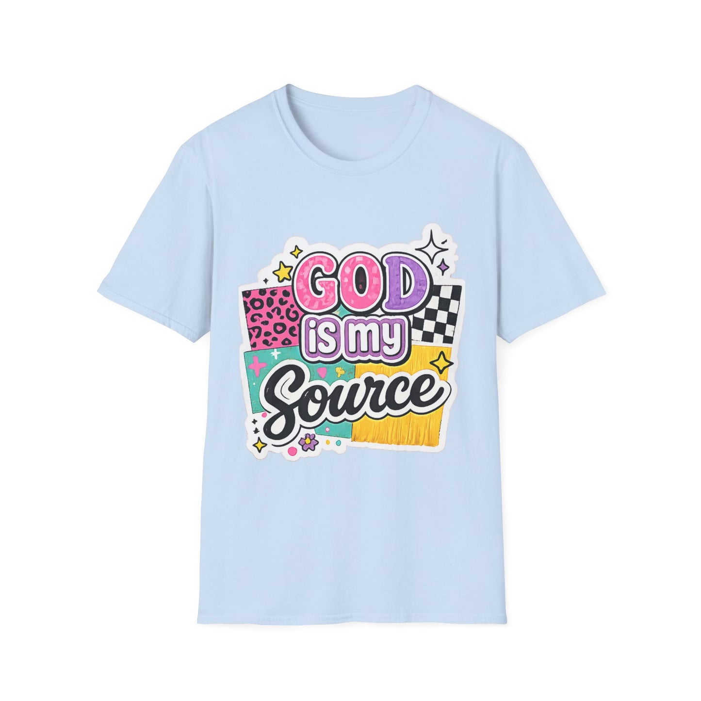 God Is My Source T‑Shirt — Colorful Faith Graphic Tee--Retro Christian Graphic Tee