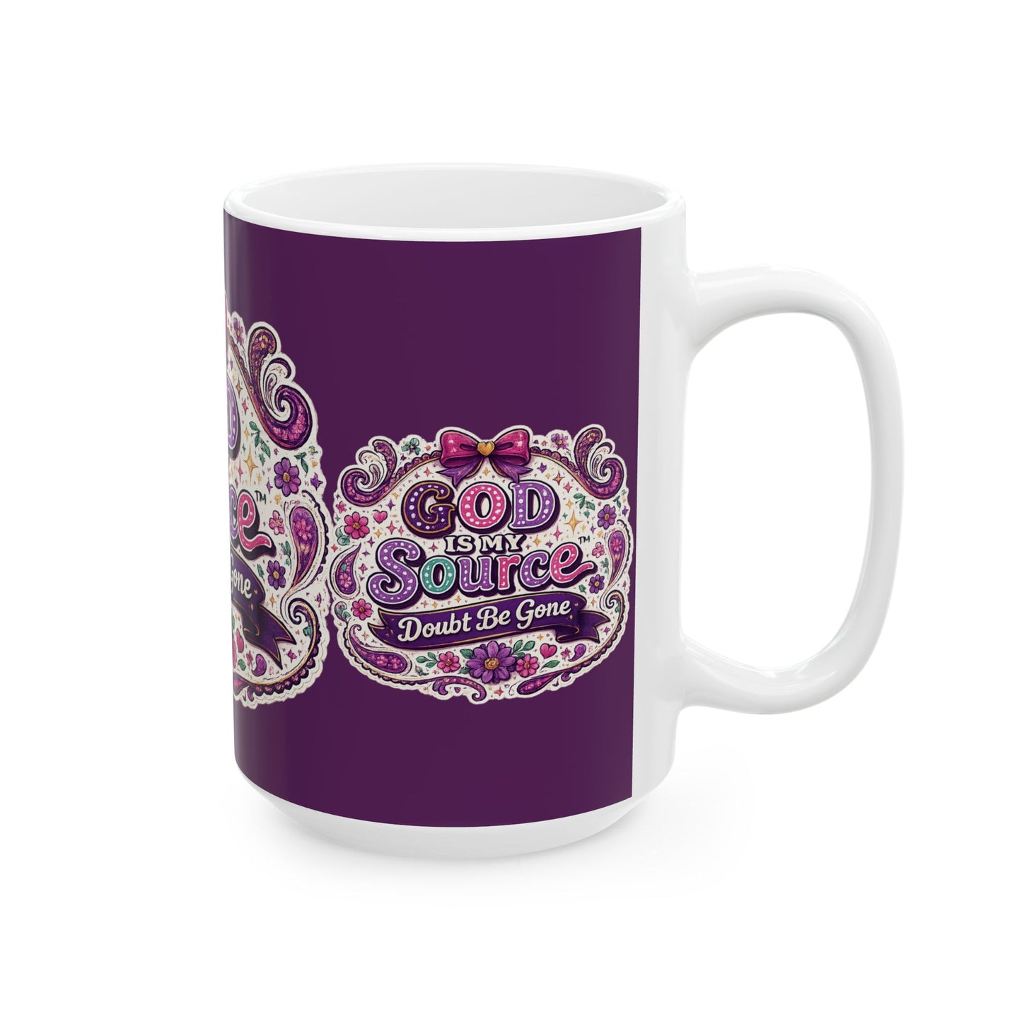 God Is My Source Mug | Faith Coffee Cup, Doubt Be Gone Scripture Design