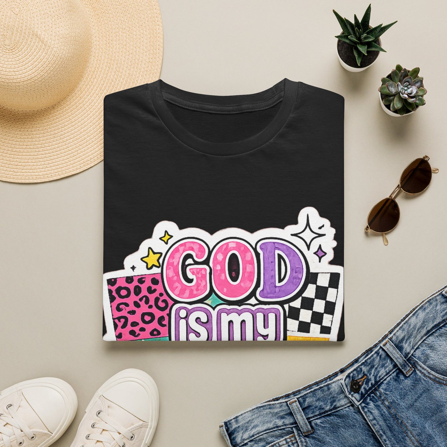 God Is My Source T‑Shirt — Colorful Faith Graphic Tee--Retro Christian Graphic Tee