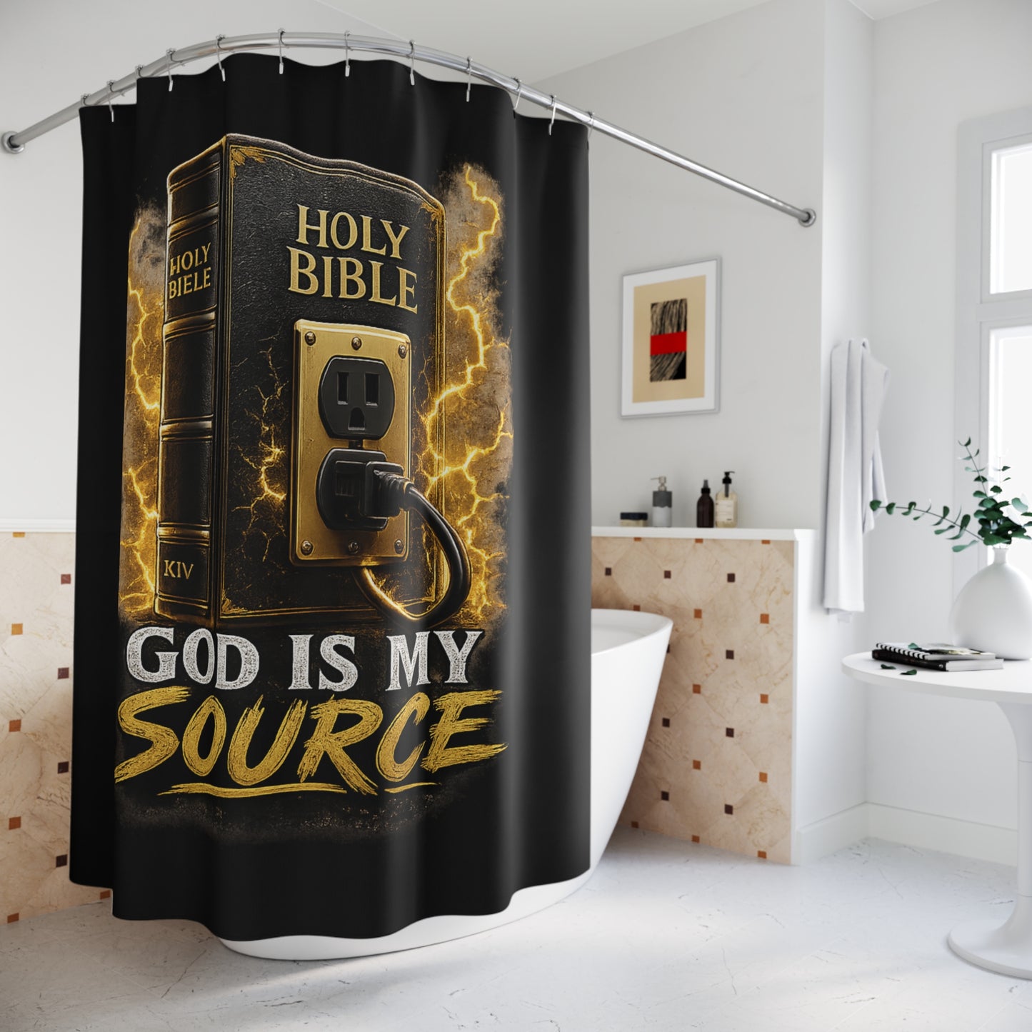 God Is My Source' Shower Curtain — Christian Faith Bathroom Decor