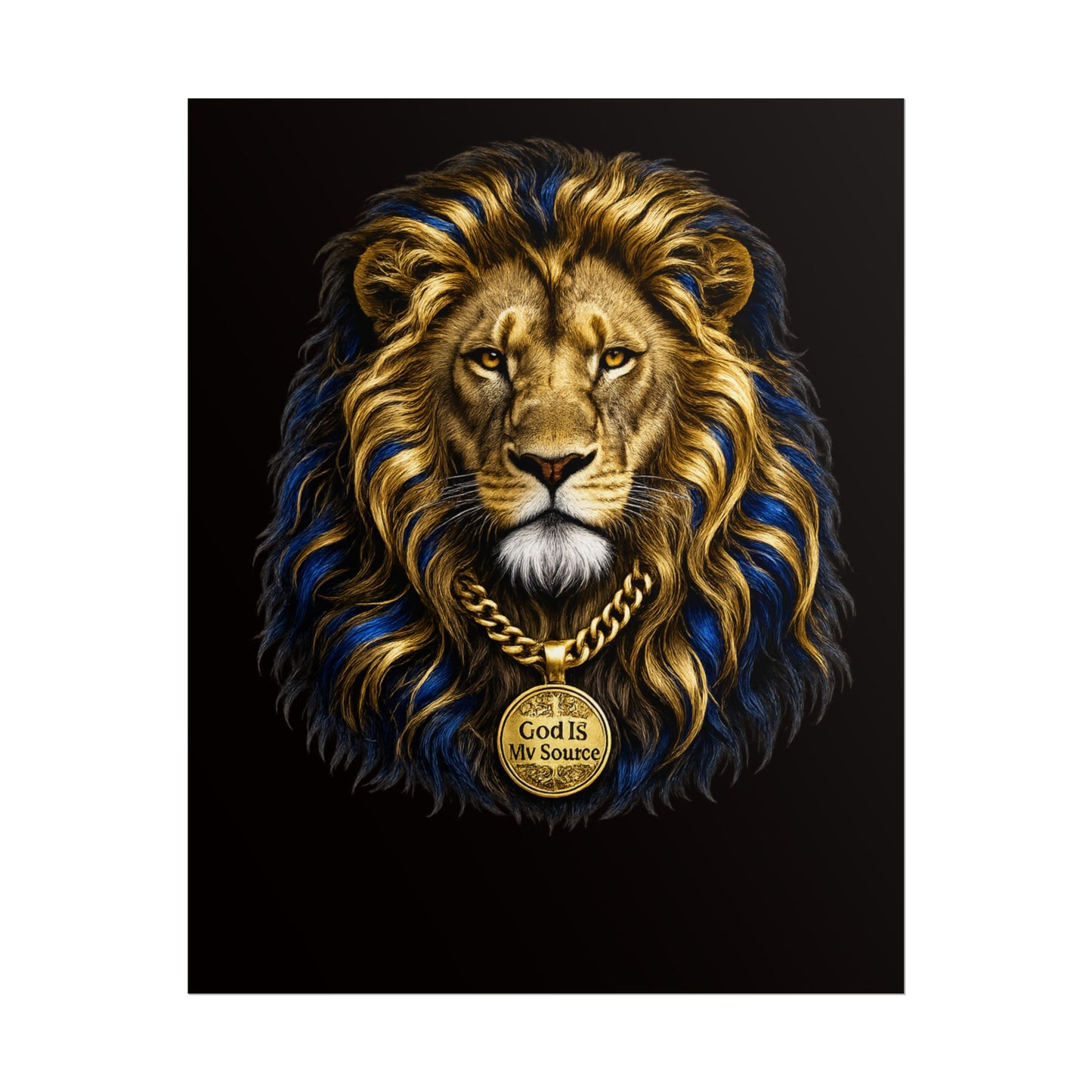 Lion Poster - 'God Is My Source' Lion Wall Art, Inspirational Christian Decor
